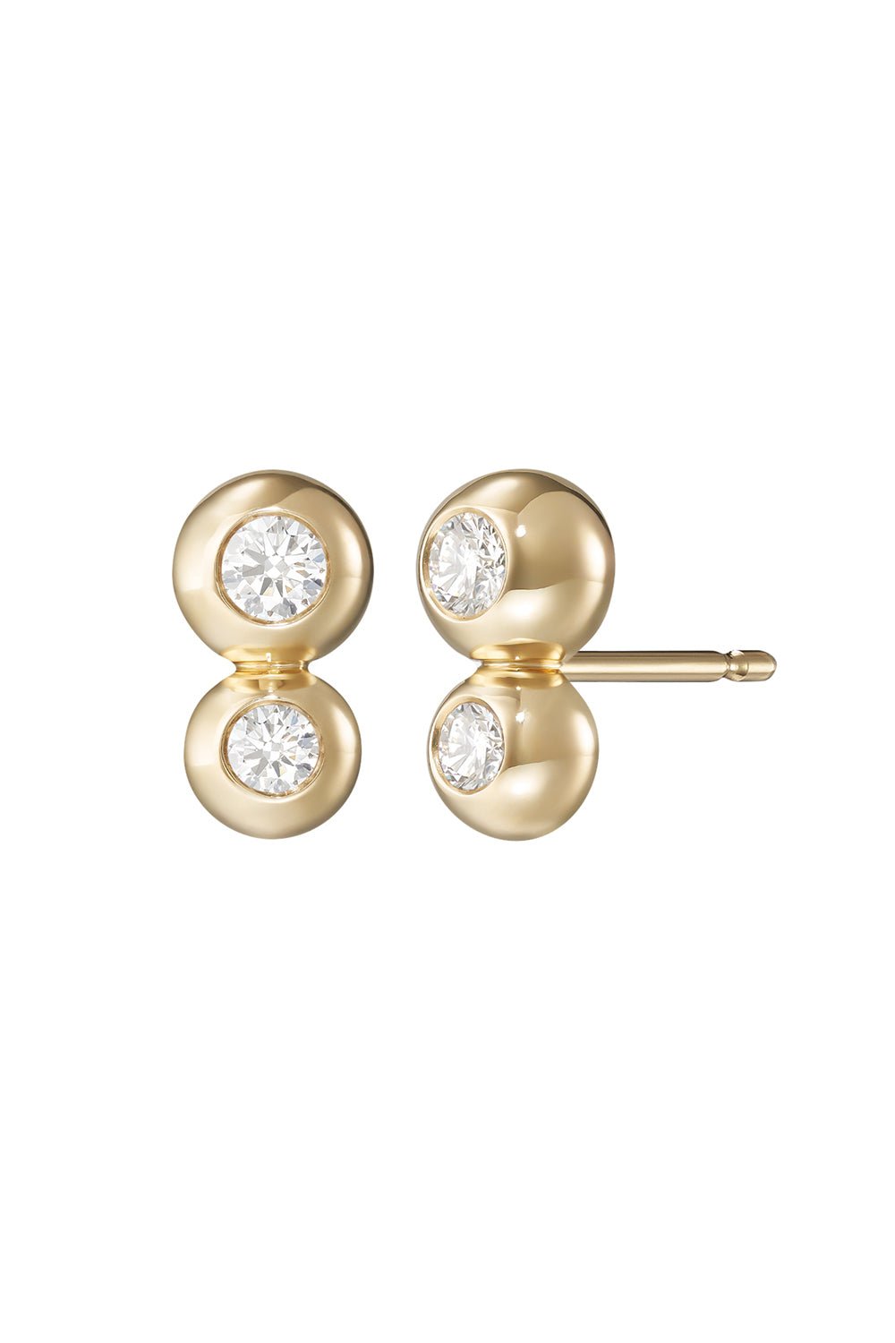 MELISSA KAYE-Small Audrey Double Stud Earrings-YELLOW GOLD
