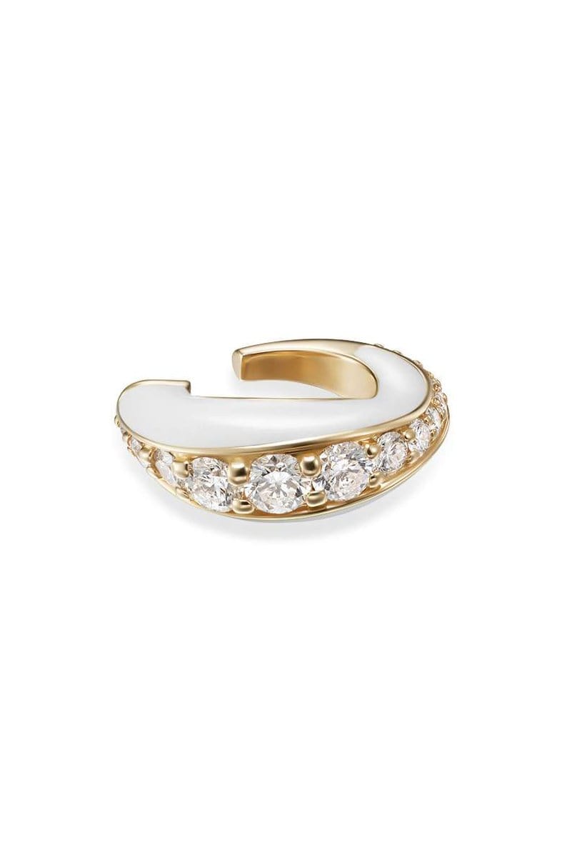 MELISSA KAYE-White Remi Earcuff-YELLOW GOLD