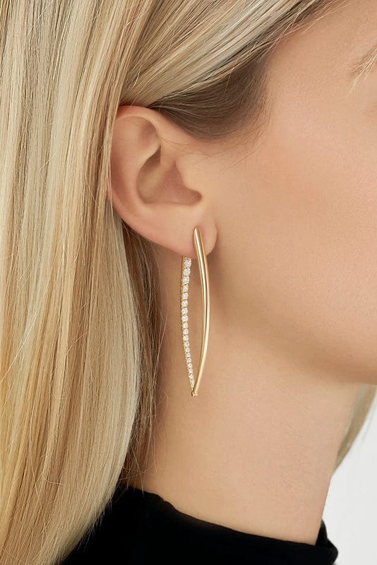 MELISSA KAYE-XL Cristina Partial Diamond Earrings-YELLOW GOLD