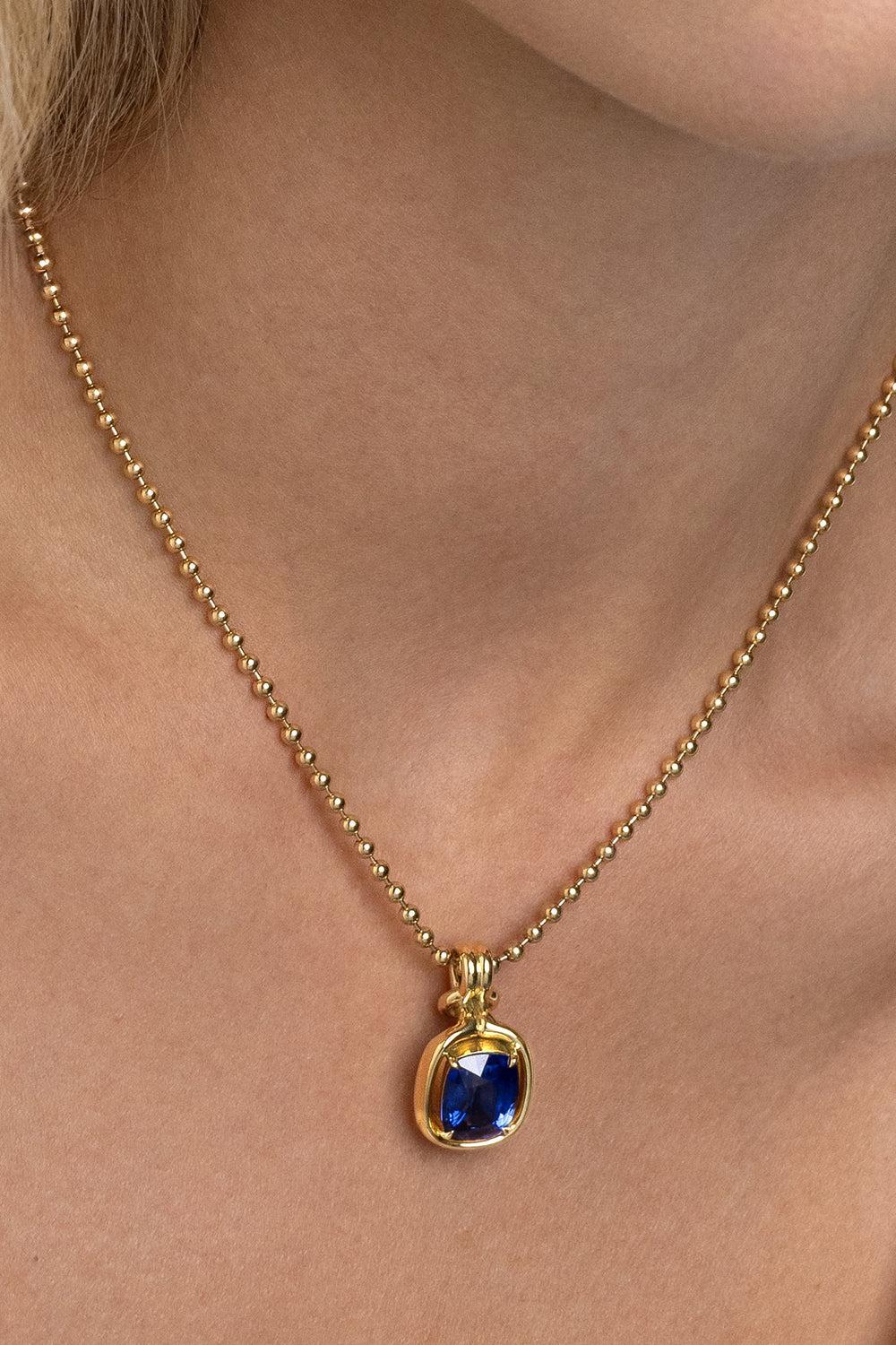 Blue Sapphire Rocky Pendant Necklace-YELLOW GOLD-16-JEWELRYFINE JEWELNECKLACE O-MELISSA KAYE