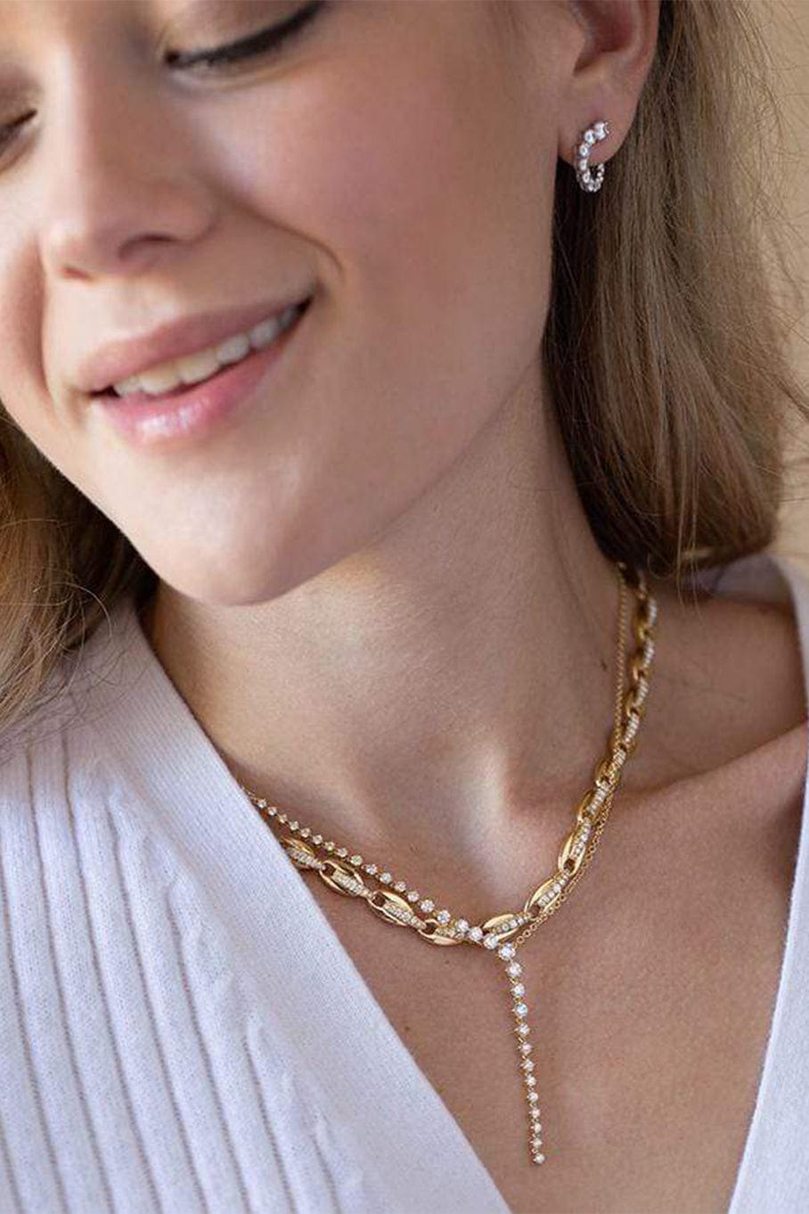 MELISSA KAYE-Ada Diamond Necklace-YELLOW GOLD