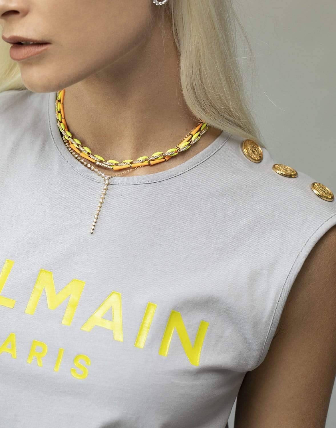  MELISSA KAYE-Ada Neon Yellow Enamel Necklace-YELLOW GOLD 