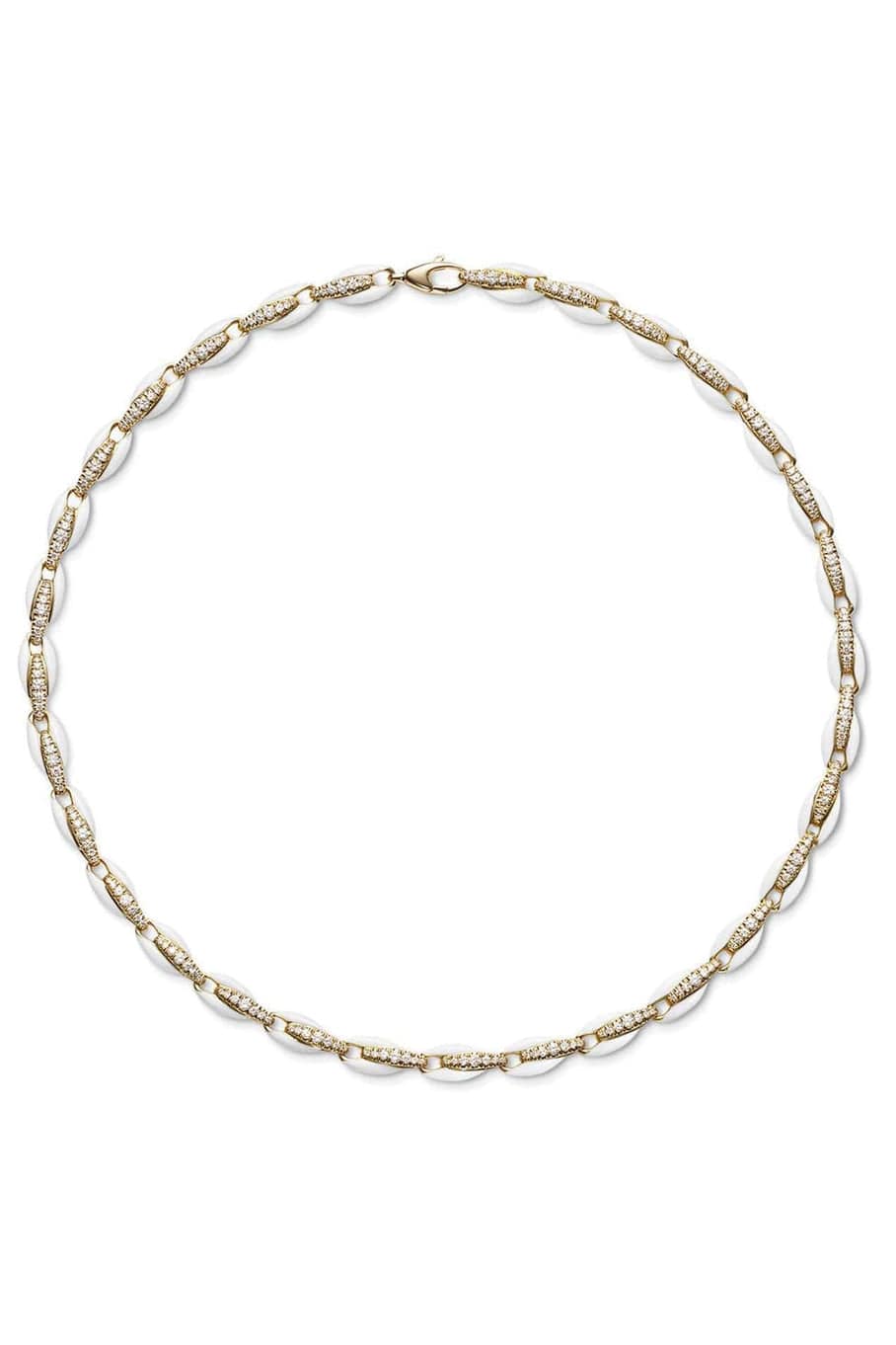 MELISSA KAYE-Ada White Enamel Necklace-YELLOW GOLD