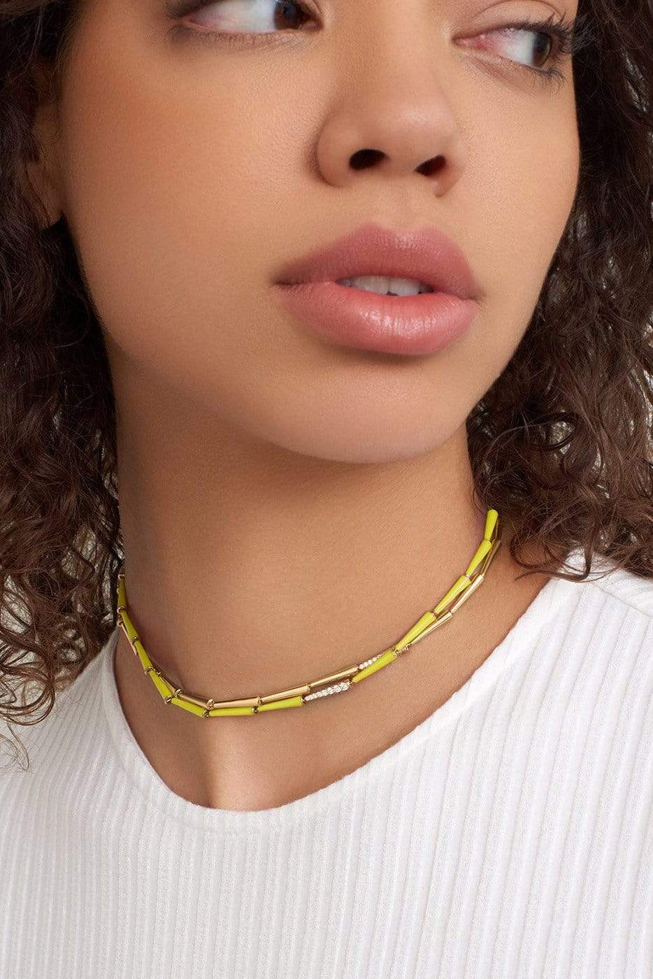 MELISSA KAYE-Neon Yellow Lola Linked Necklace-YELLOW GOLD