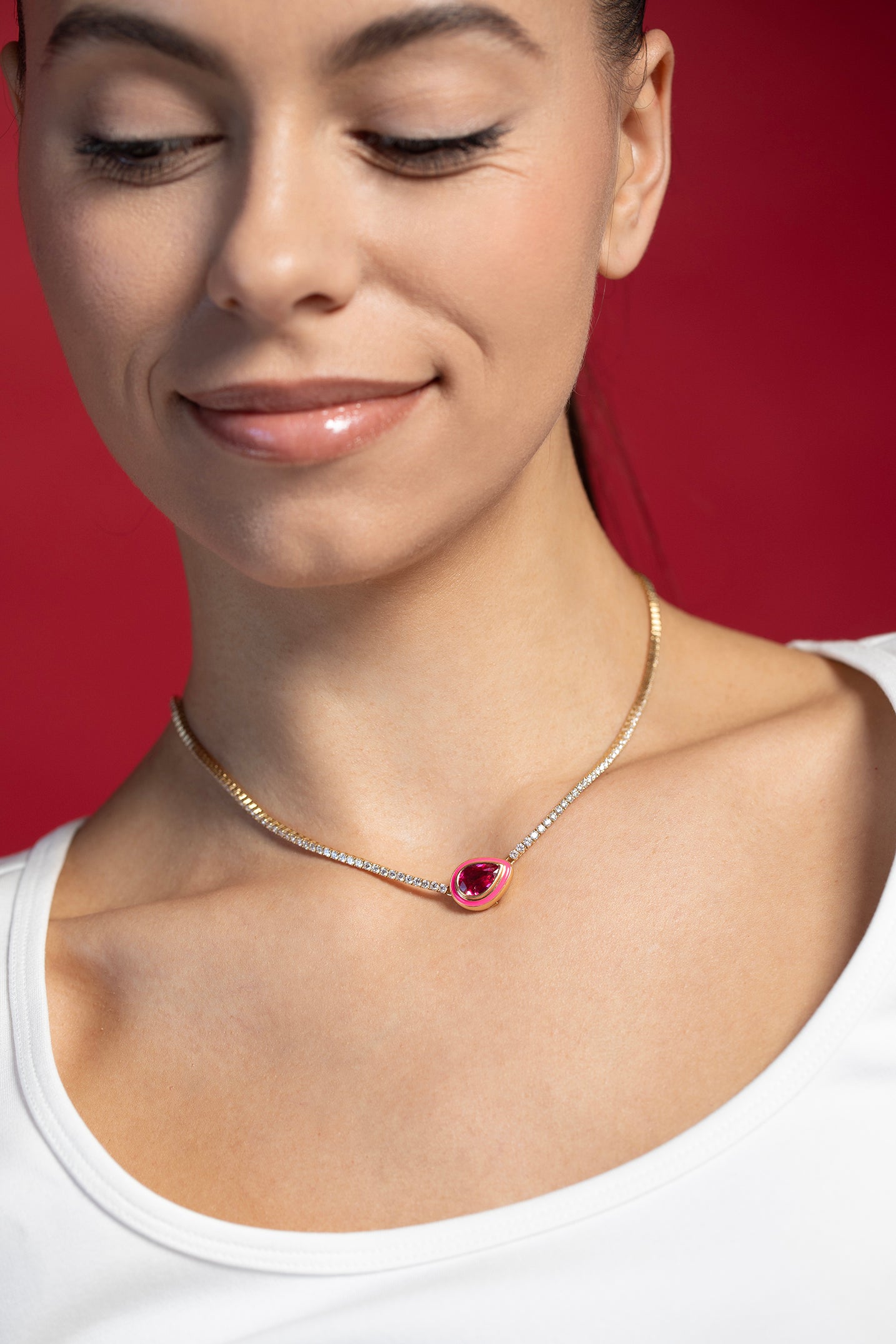 MELISSA KAYE-Lenox Pendant - Pink Spinel-YELLOW GOLD