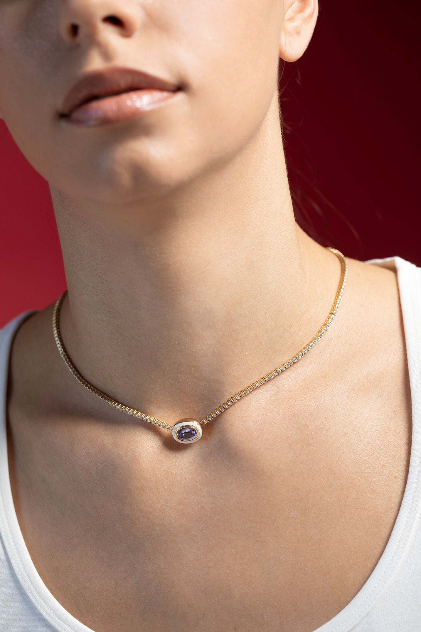 MELISSA KAYE-Lenox Pendant - Purple Sapphire-YELLOW GOLD