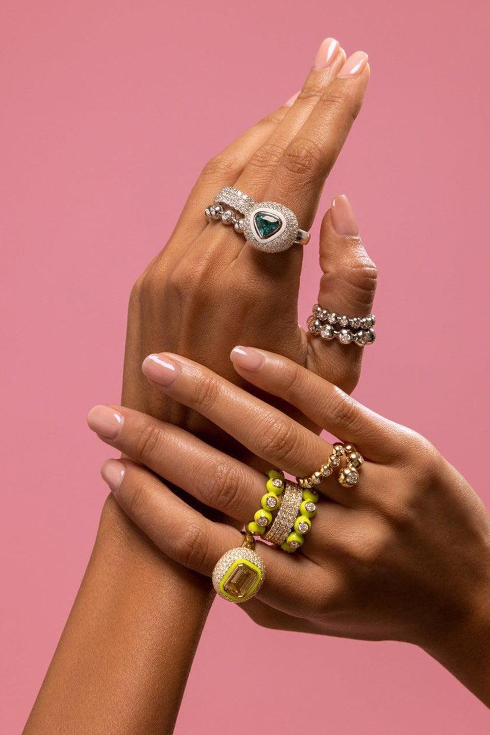 Neon Yellow Audrey Eternity Ring-YELLOW GOLD-JEWELRYFINE JEWELRING-MELISSA KAYE