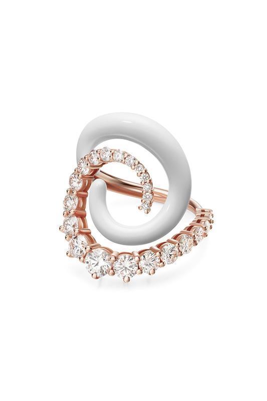 White Riley Partial Diamond Ring - Rose Gold