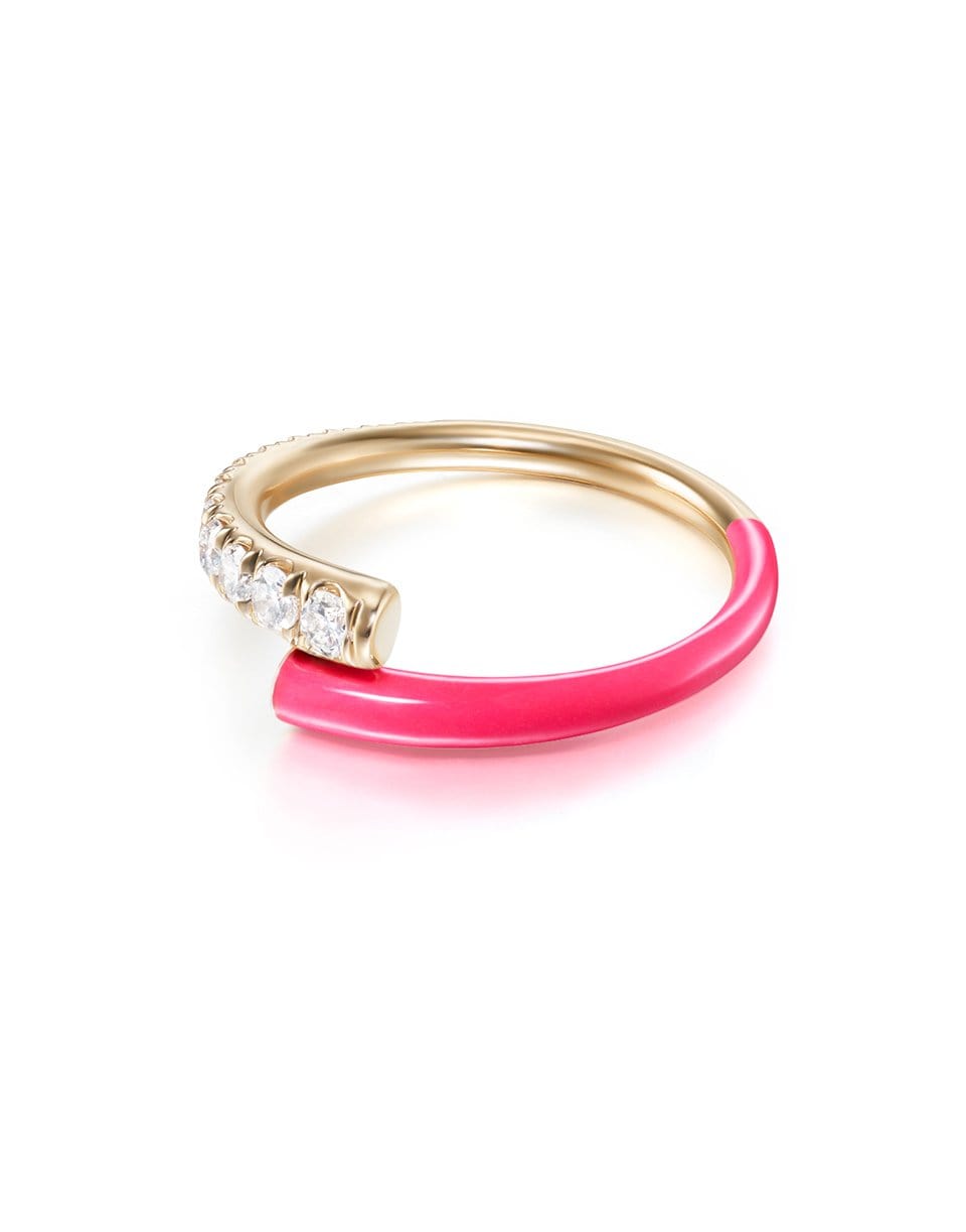 MELISSA KAYE-Lola Pink Enamel and Diamond Ring-ROSE GOLD
