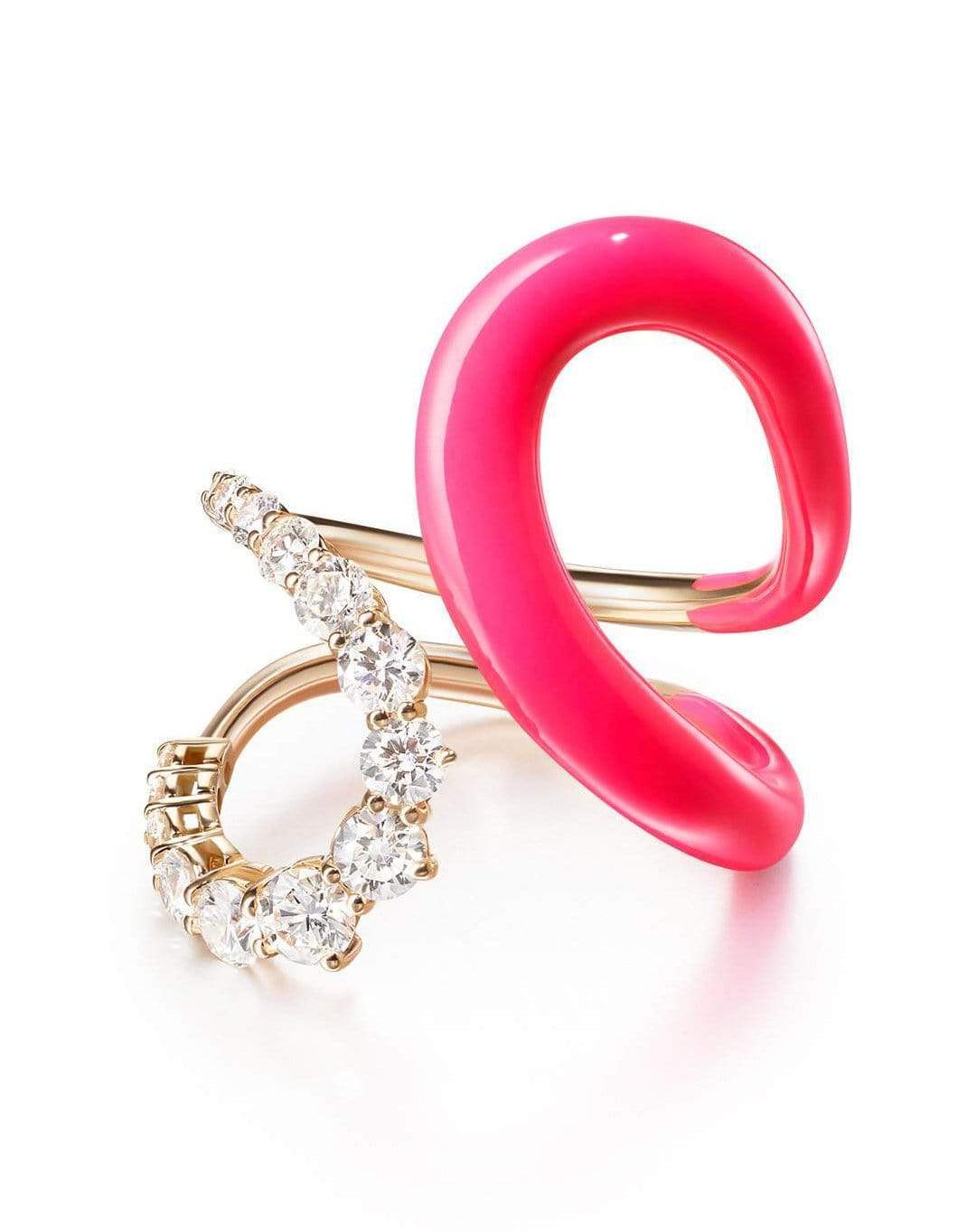 MELISSA KAYE-Aria Jane Neon Pink Enamel Ring-ROSE GOLD