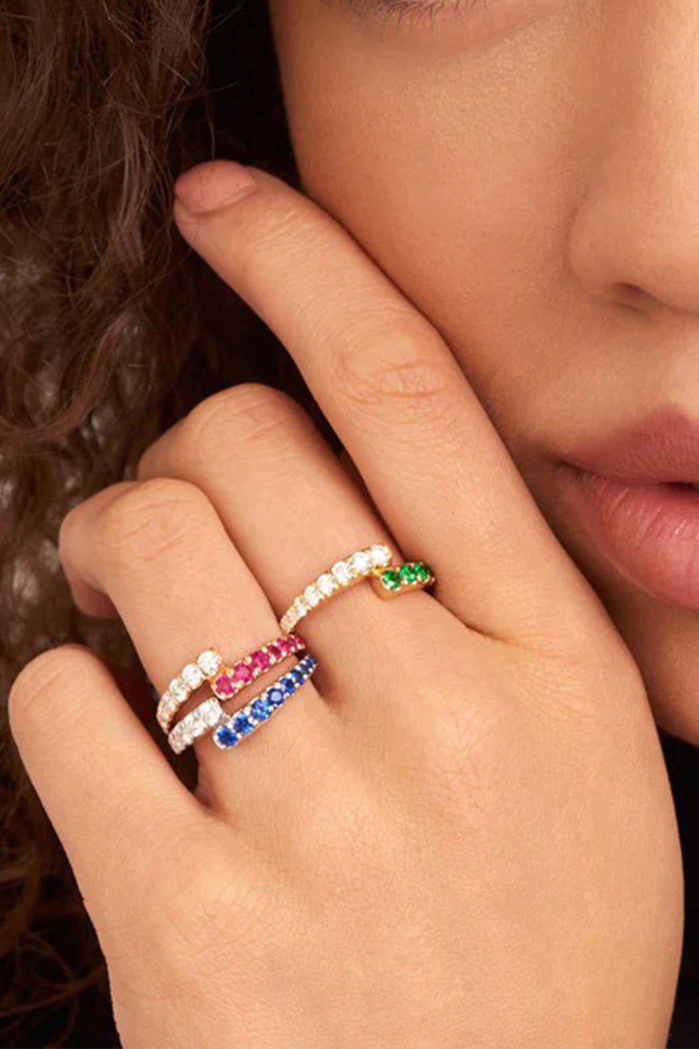 MELISSA KAYE-Lola Ring - Ruby-ROSE GOLD