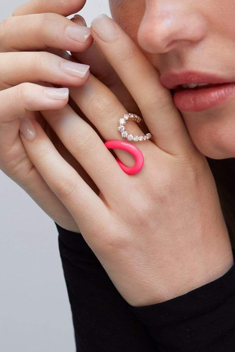 MELISSA KAYE-Neon Pink Aria Jane Ring-ROSE GOLD