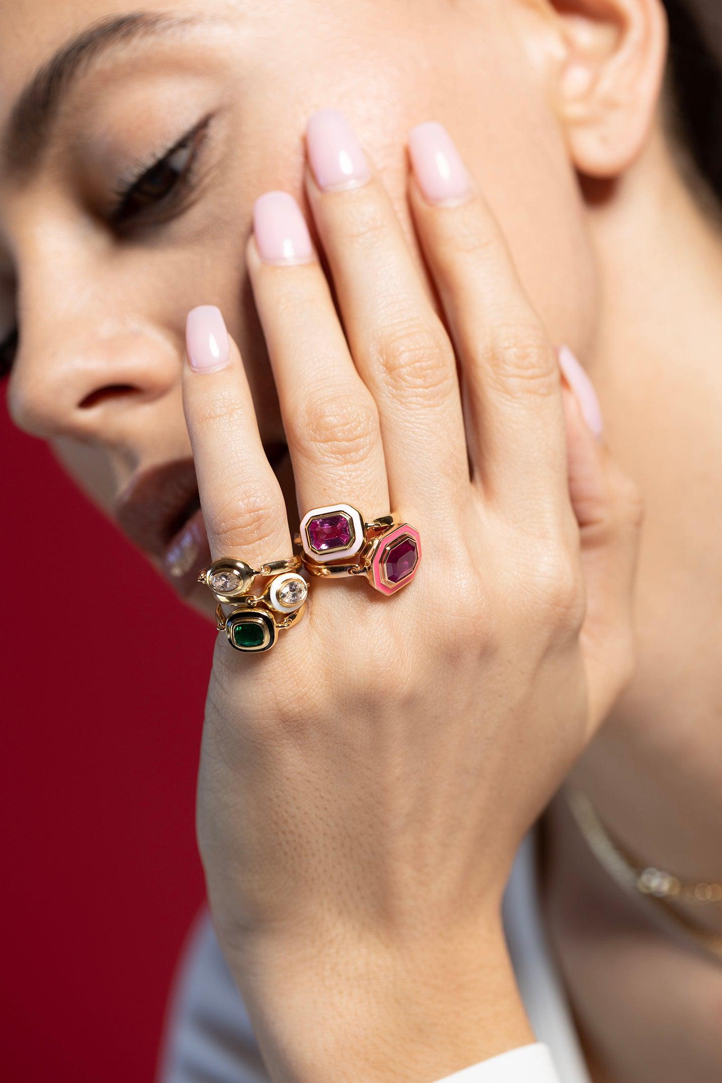 MELISSA KAYE-Lenox Ring - Ruby-ROSE GOLD