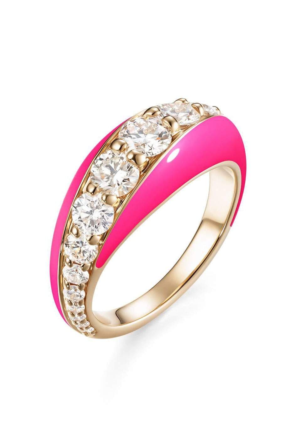 MELISSA KAYE-Neon Pink Diamond Remi Ring-ROSE GOLD