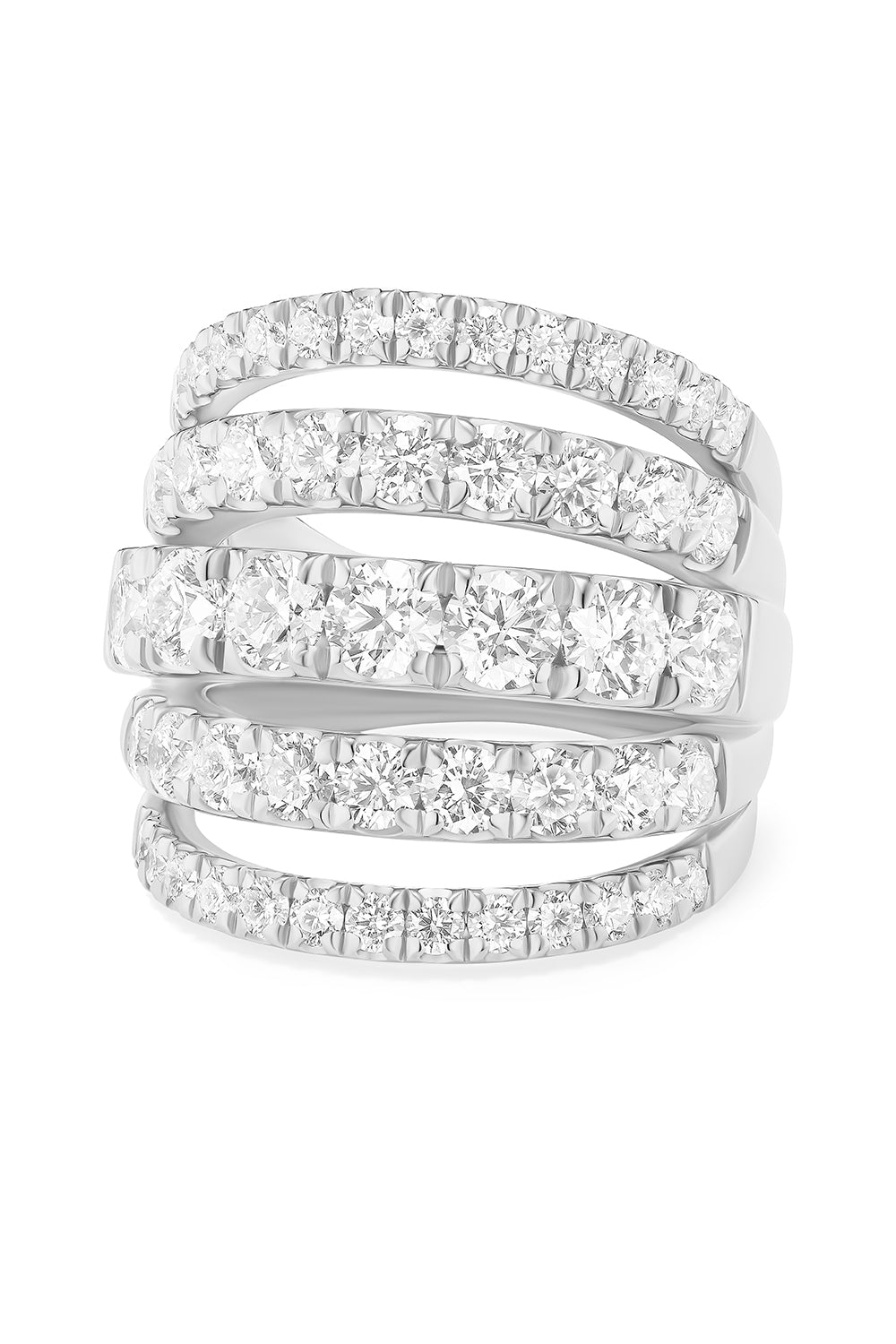 Clara Five Row Diamond Ring-WHITE GOLD-7-JEWELRYFINE JEWELRING-MELISSA KAYE