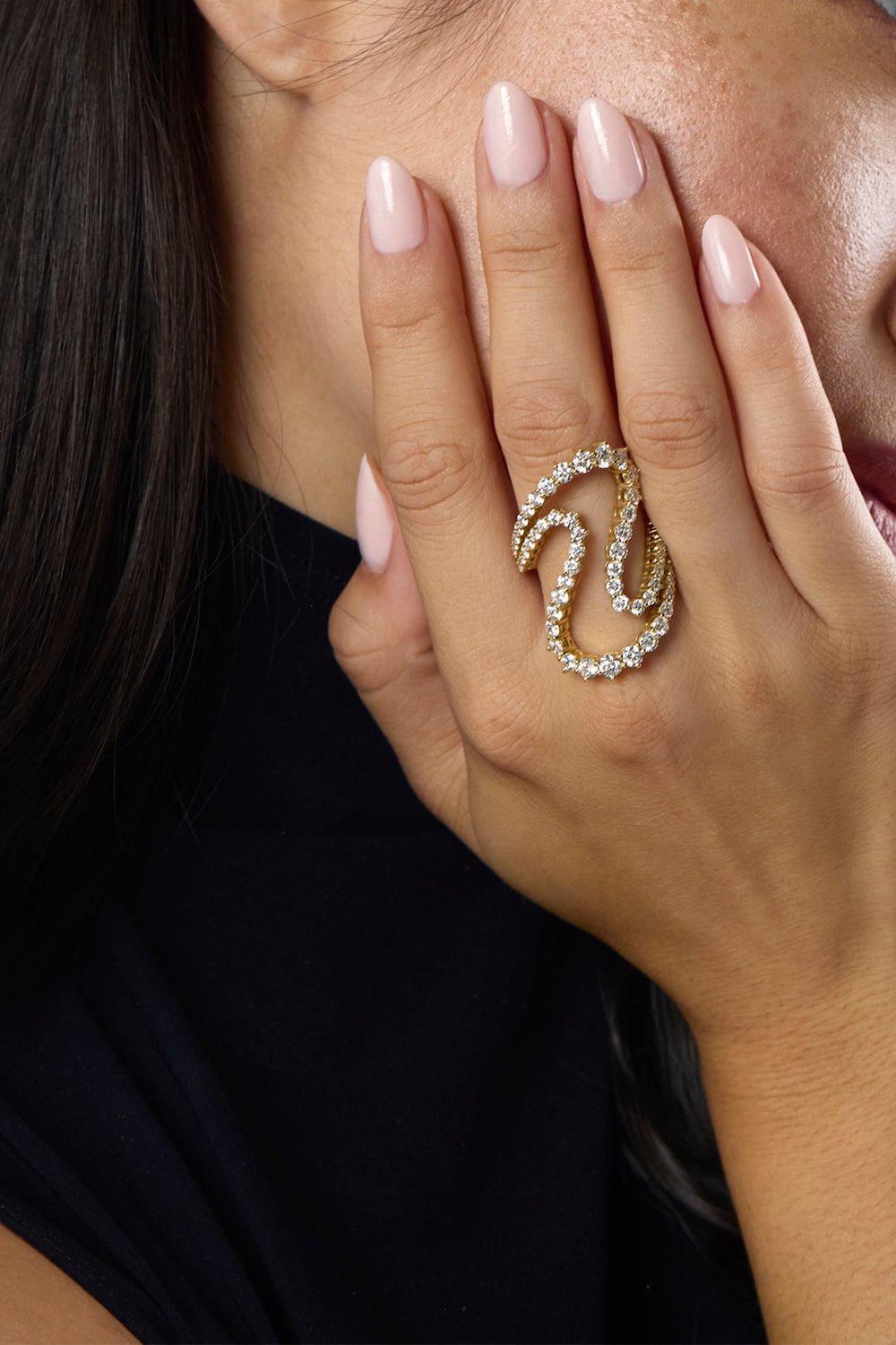 MELISSA KAYE-Large Diamond Hannah Ring-YELLOW GOLD