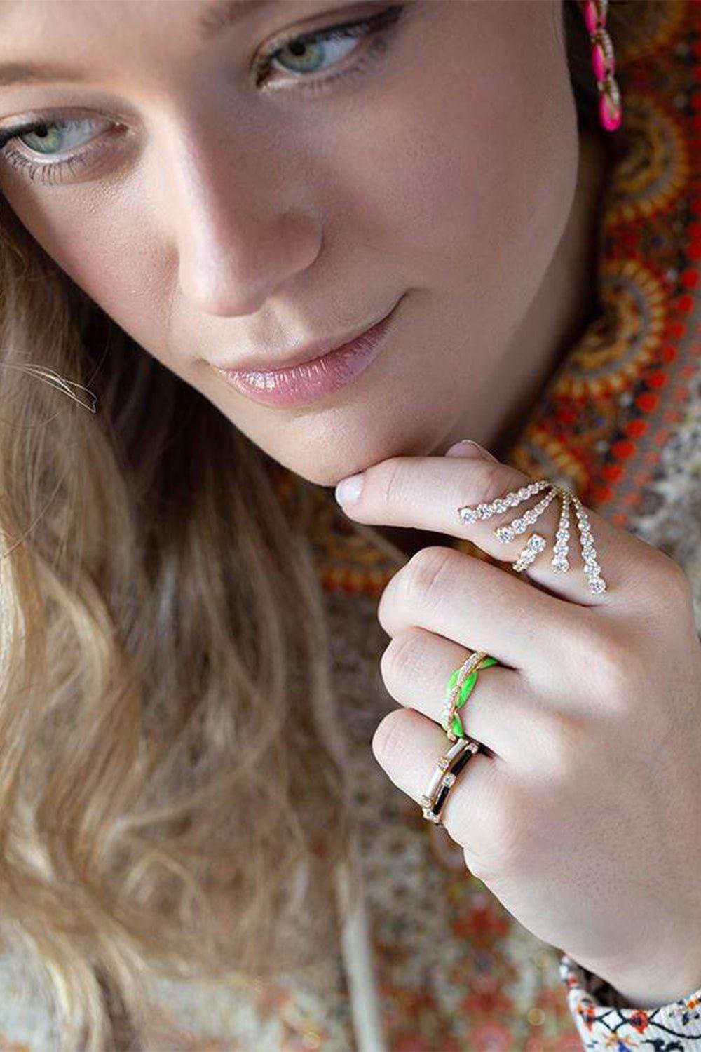 MELISSA KAYE-Zea White Enamel Ring-