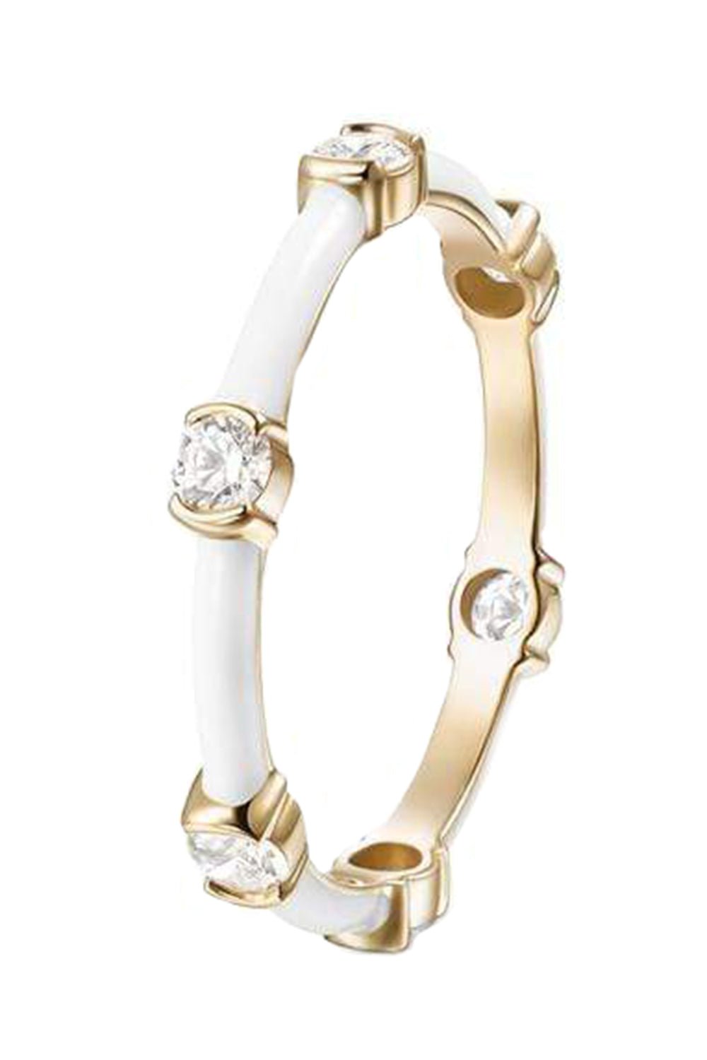 MELISSA KAYE-Zea White Enamel Ring-