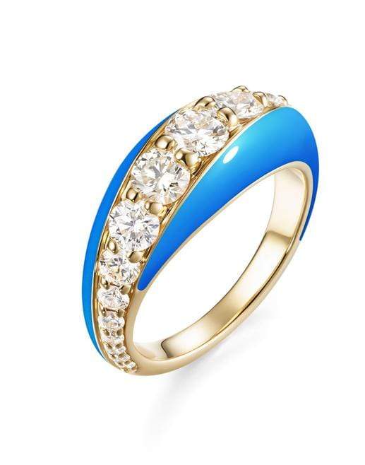 MELISSA KAYE-Blue Diamond Remi Ring-YELLOW GOLD