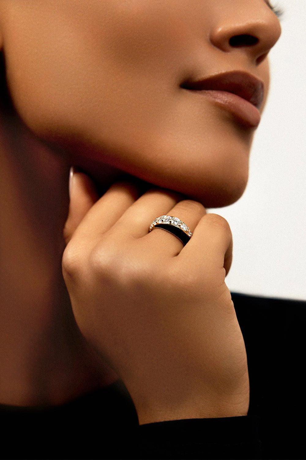 MELISSA KAYE-Pastel Blue Diamond Remi Ring-YELLOW GOLD