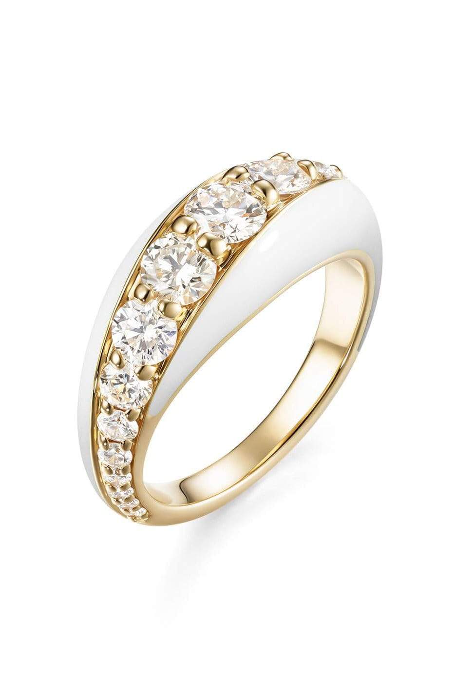 MELISSA KAYE-White Diamond Remi Ring-YELLOW GOLD
