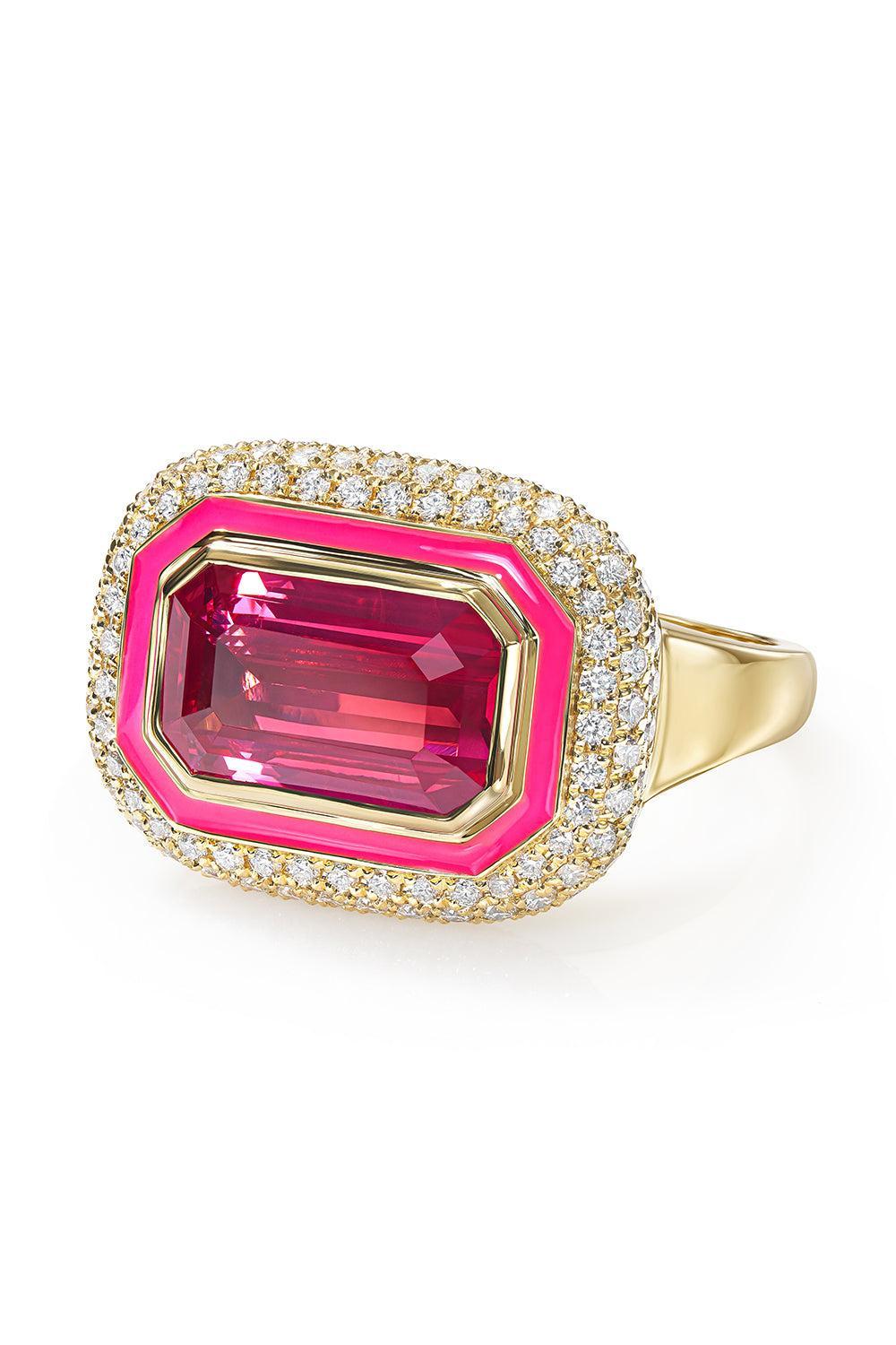  Pink Spinel Diamond Lenox Bubble Ring-YELLOW GOLD-6.75-JEWELRYFINE JEWELRING-MELISSA KAYE 
