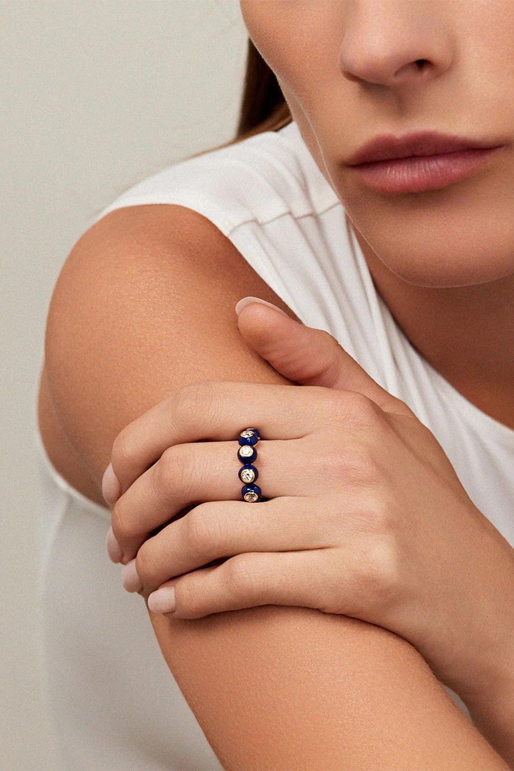 MELISSA KAYE-Black Audrey Eternity Band-YELLOW GOLD