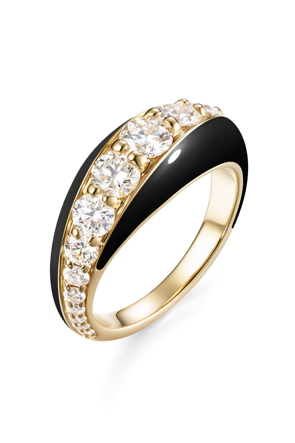 MELISSA KAYE-Black Diamond Remi Ring-YELLOW GOLD