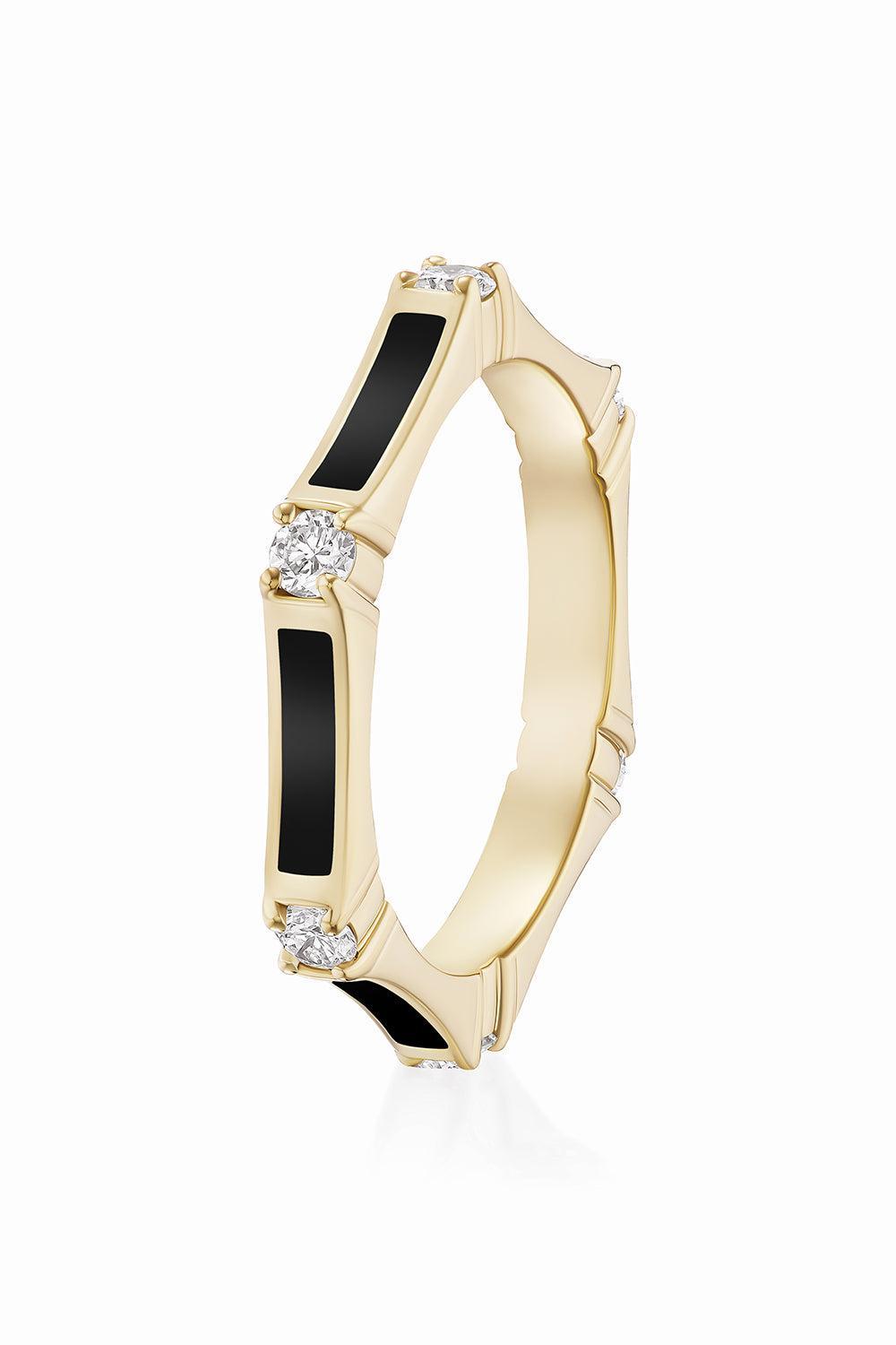 Black Honey Diamond Station Ring-YELLOW GOLD-7-JEWELRYFINE JEWELRING-MELISSA KAYE