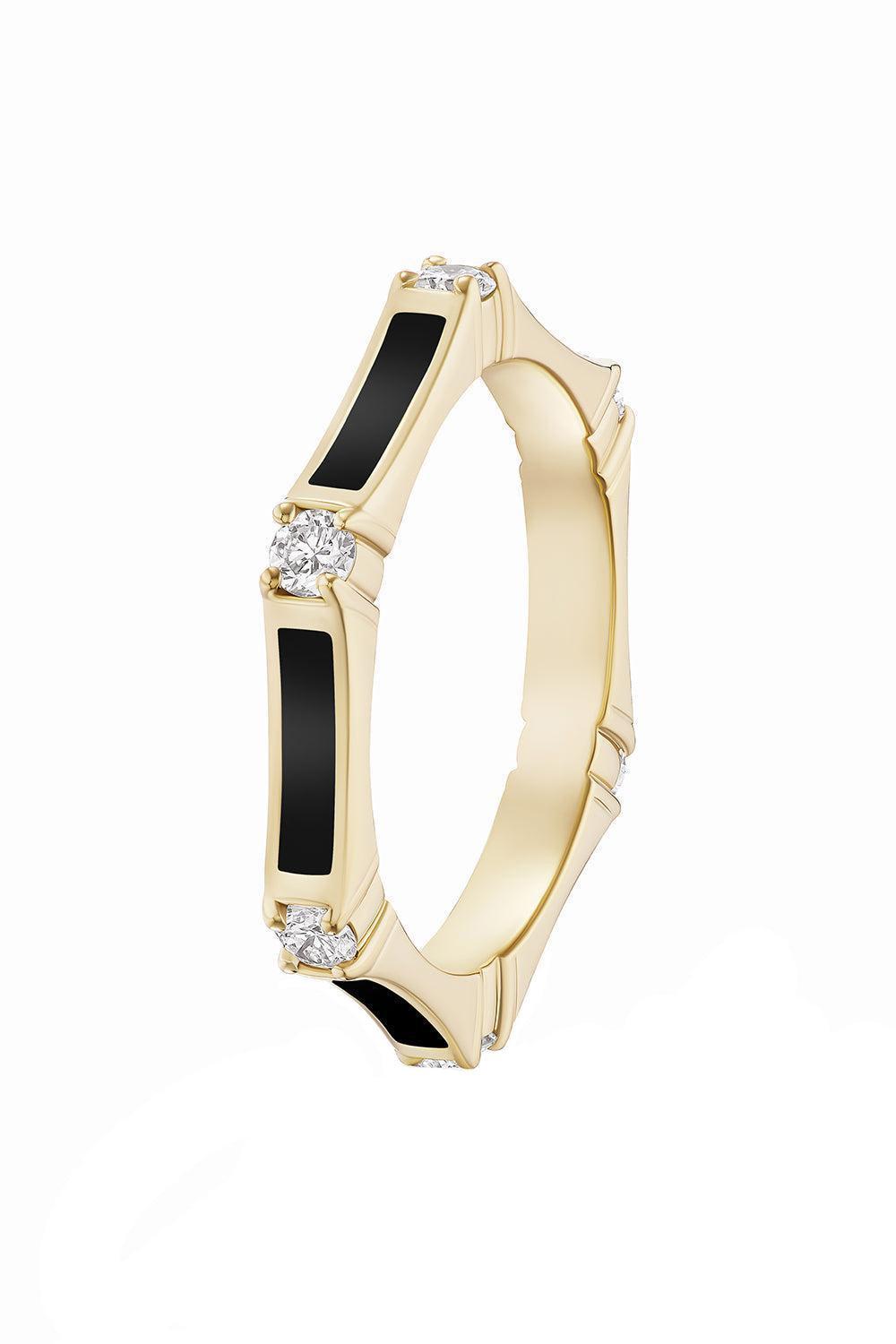 Black Honey Diamond Station Ring-YELLOW GOLD-7-JEWELRYFINE JEWELRING-MELISSA KAYE