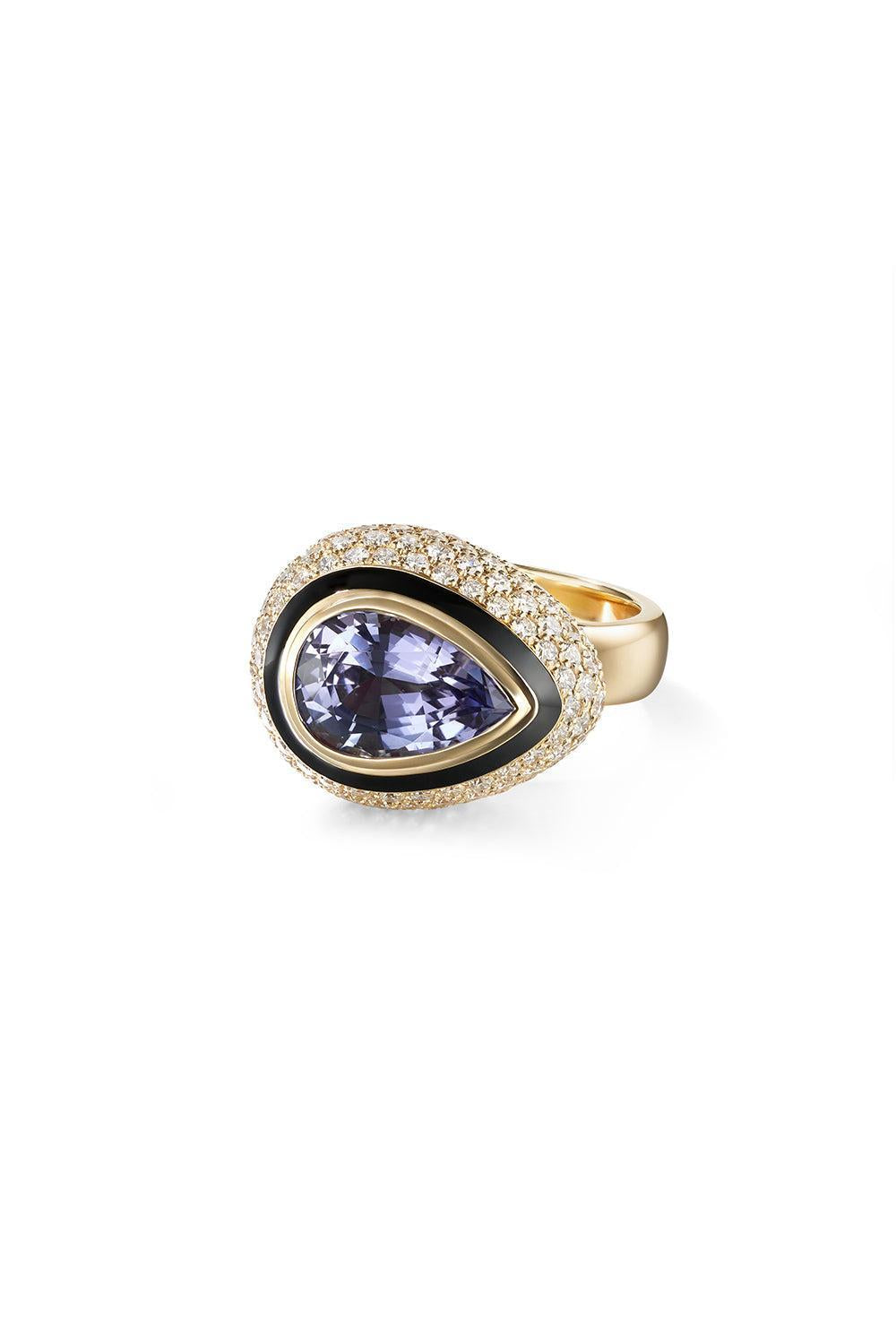 Black Lenox Bubble Ring-YELLOW GOLD-7-JEWELRYFINE JEWELRING-MELISSA KAYE