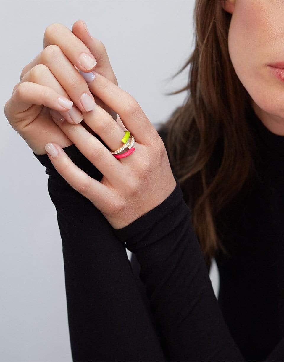 MELISSA KAYE-Lola Double Enamel and Diamond Ring-YELLOW GOLD