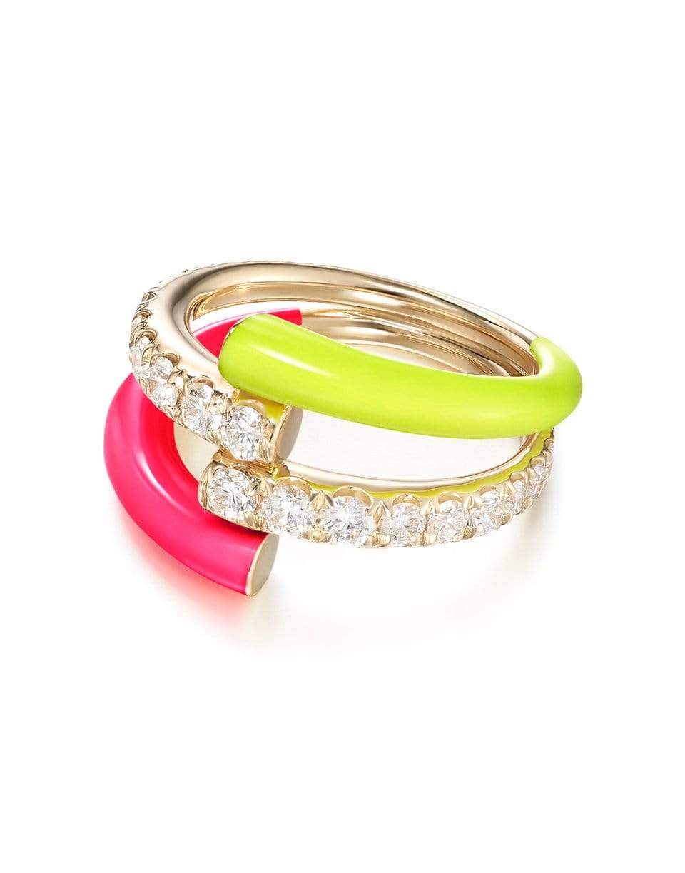 MELISSA KAYE-Lola Double Enamel and Diamond Ring-YELLOW GOLD
