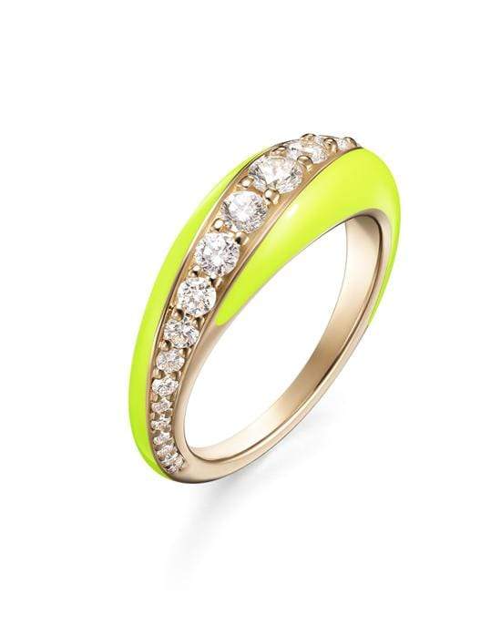 MELISSA KAYE-Remi Yellow Enamel and Diamond Ring-YELLOW GOLD