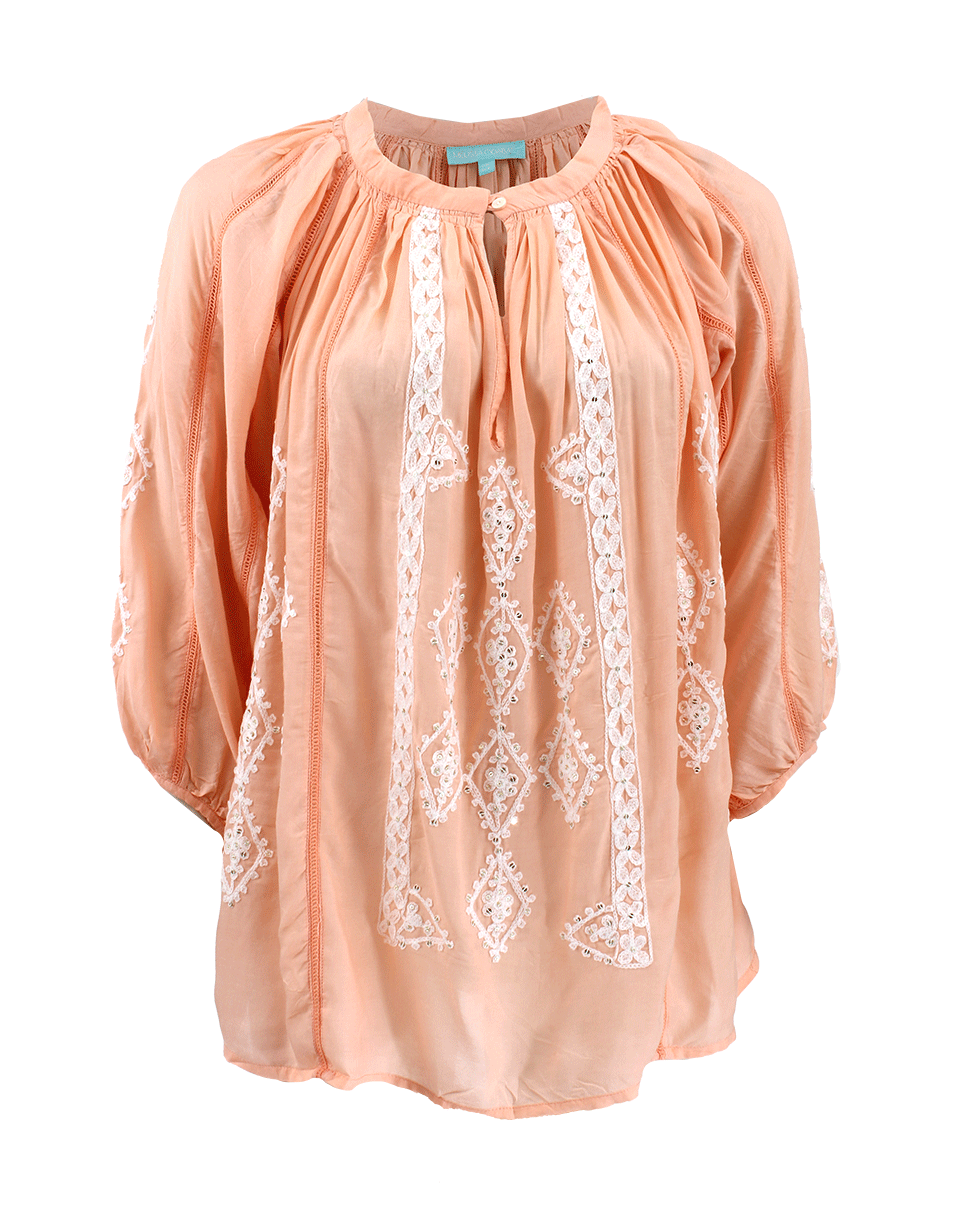 MELISSA ODABASH-Alaia Embroidered Tunic-PCH/WHT