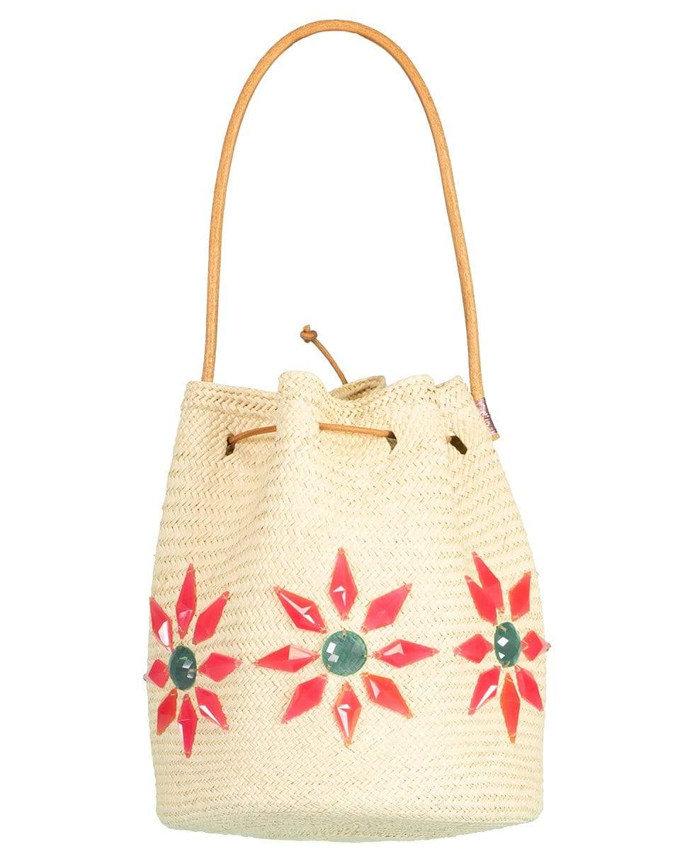 MERCEDES SALAZAR-Wallflower Bucket Bag-RAFFIA