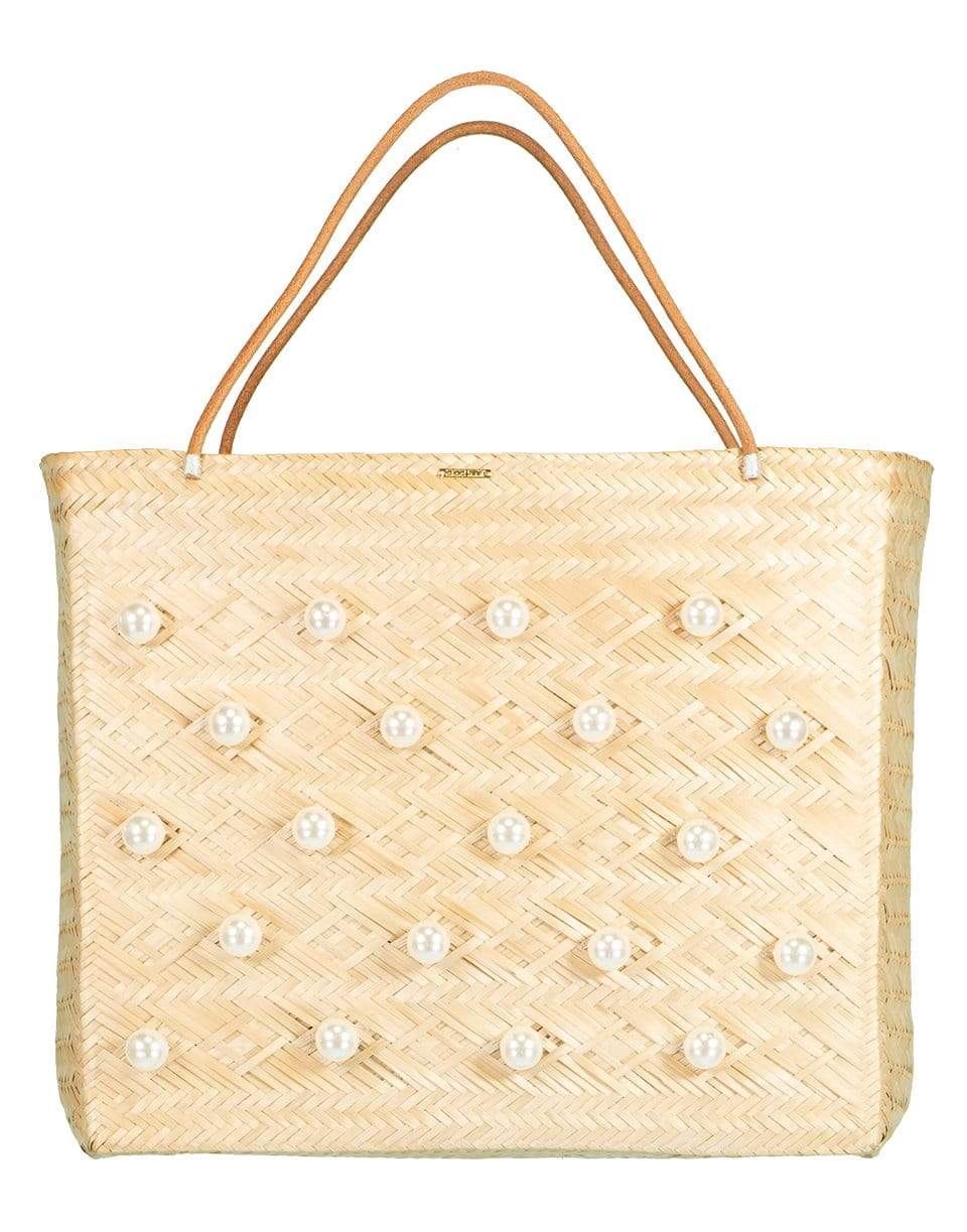 MERCEDES SALAZAR-Uto Pearl Raffia Tote Bag-NATURAL