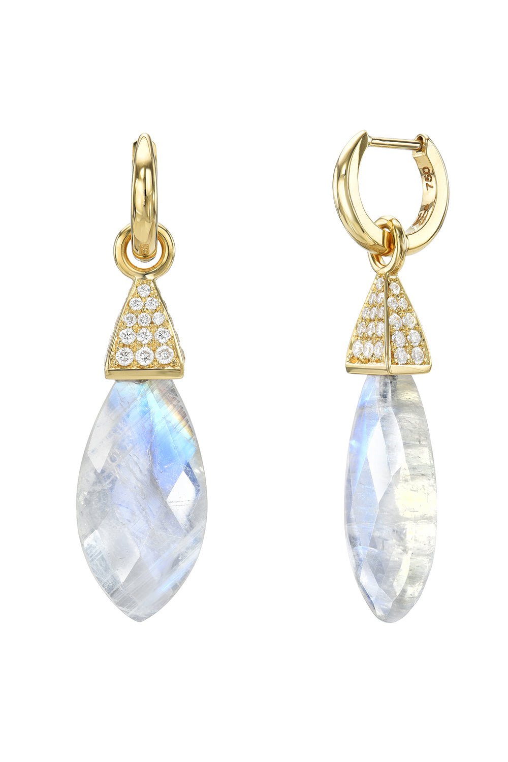 MEREDITH YOUNG-Moondance Huggie Diamond Drop Earrings-YELLOW GOLD