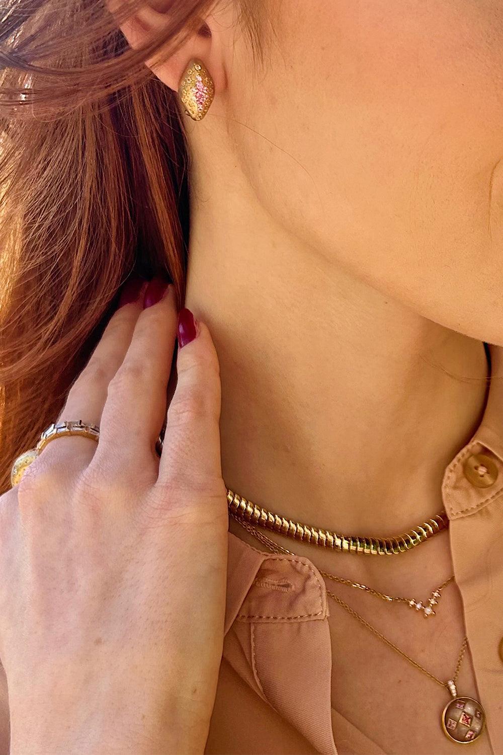 Sapphire Sunset Huggie Earrings-YELLOW GOLD-JEWELRYFINE JEWELEARRING-MEREDITH YOUNG