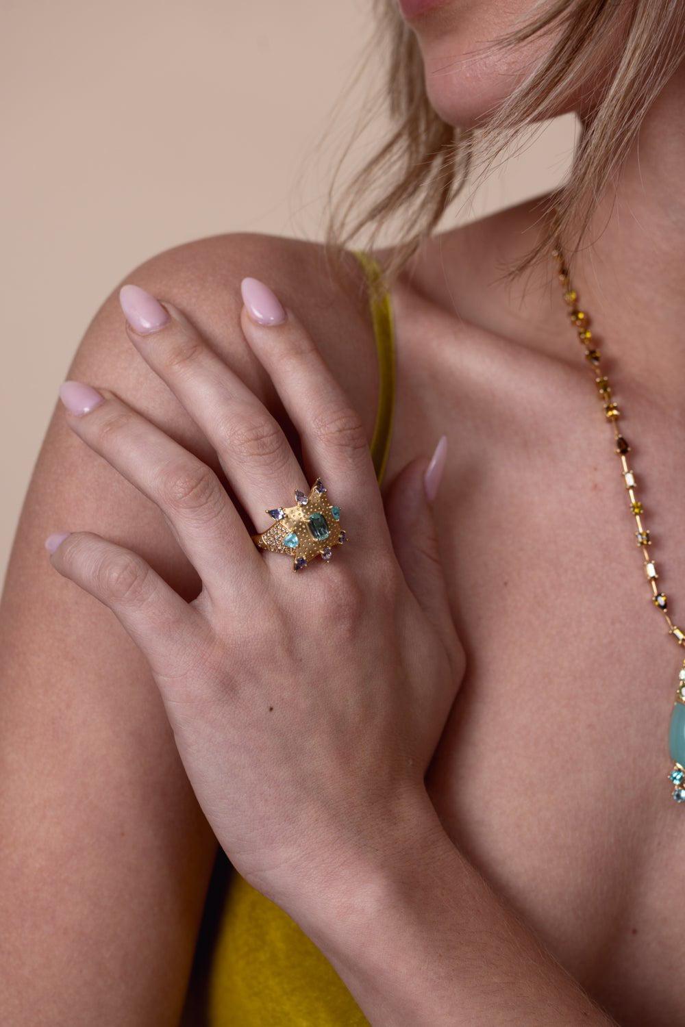 MEREDITH YOUNG-Lagoon Supernova Explosion Ring-YELLOW GOLD