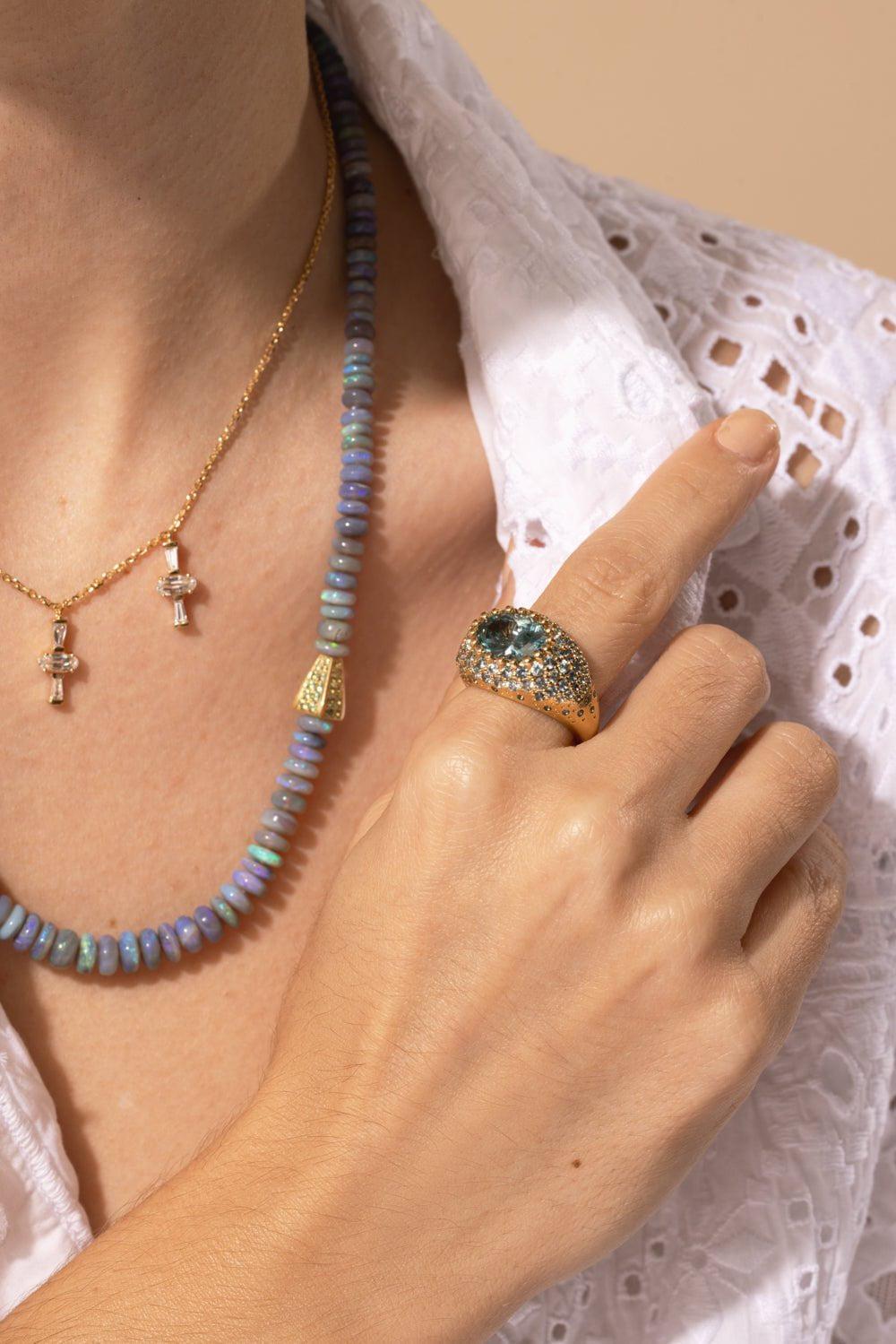 MEREDITH YOUNG-Clear Skies Zircon Sapphire Ring-YELLOW GOLD