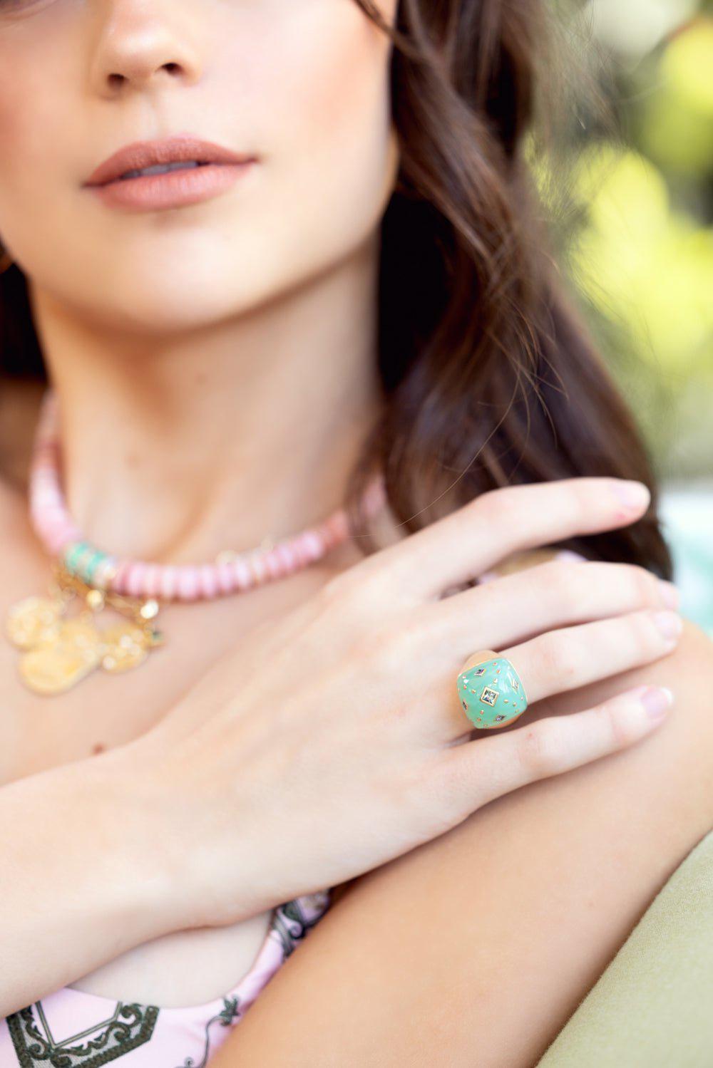 MEREDITH YOUNG-Sugarloaf Cosmic Lagoon Ring-YELLOW GOLD
