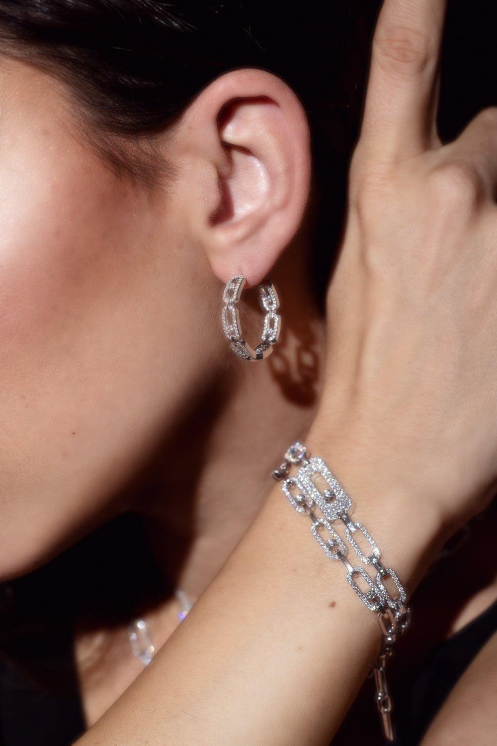 MESSIKA-Move Link Small Hoop Earrings-WHITE GOLD