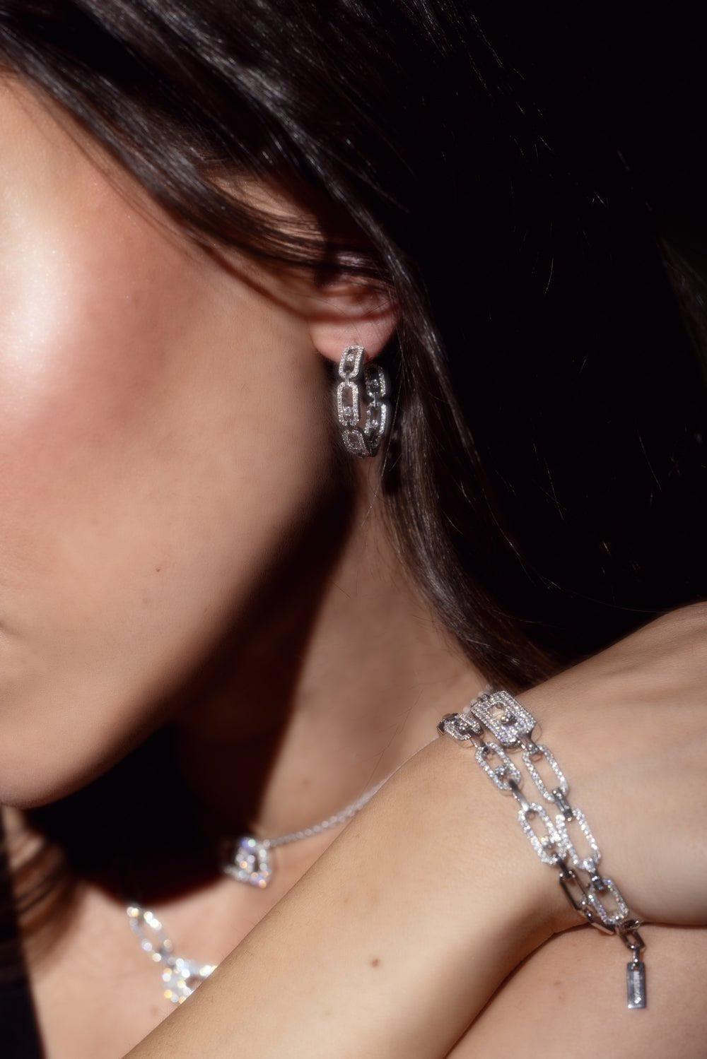 MESSIKA-Move Link Small Hoop Earrings-WHITE GOLD
