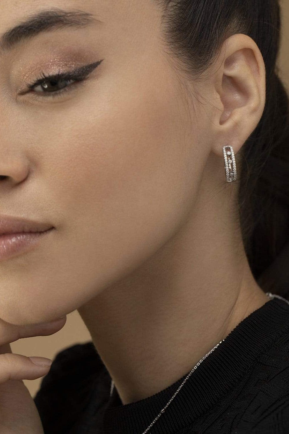 MESSIKA-Move Pave Diamond Hoop Earrings-WHITE GOLD