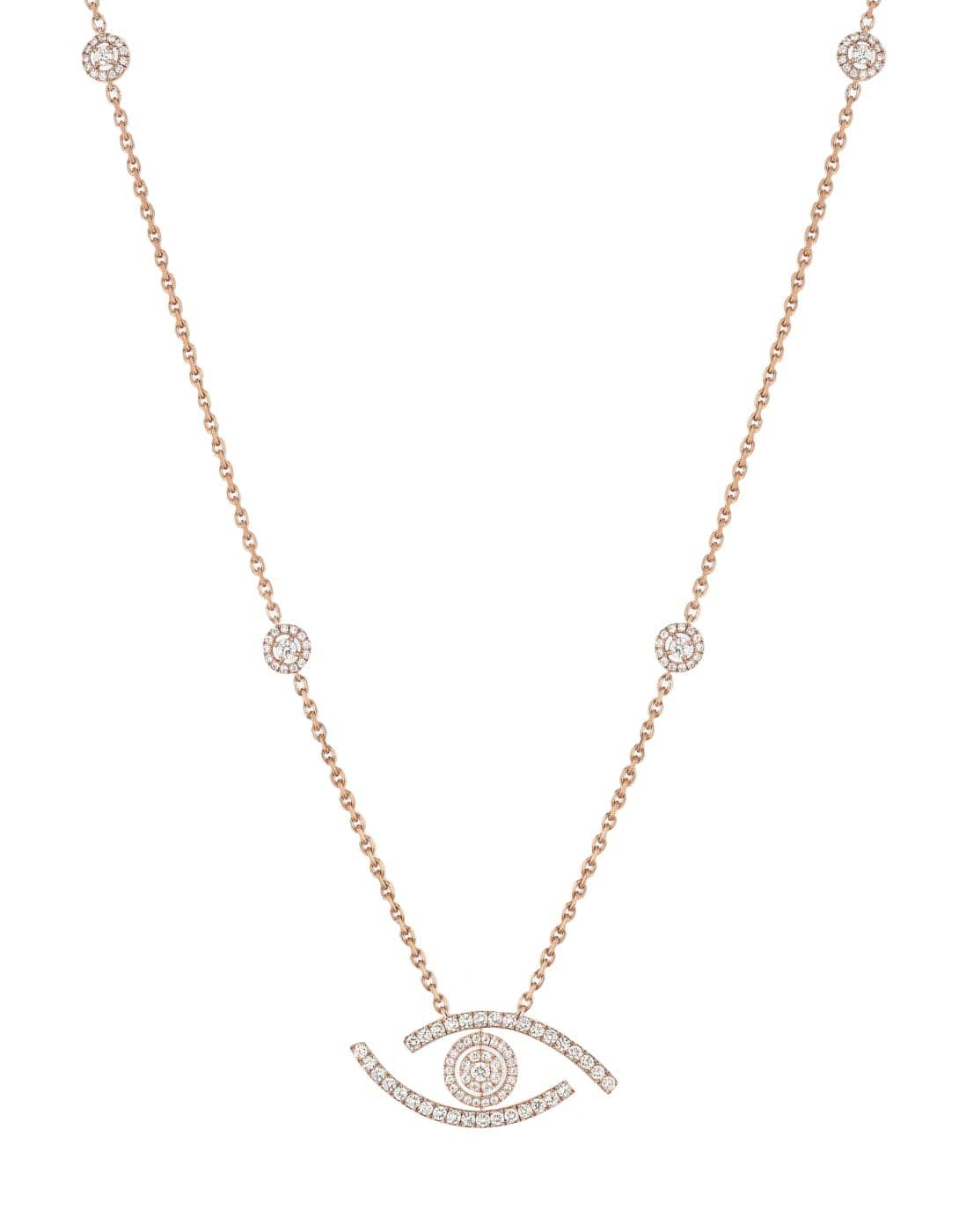 MESSIKA-Lucky Eye Pavé Diamond Necklace-ROSE GOLD