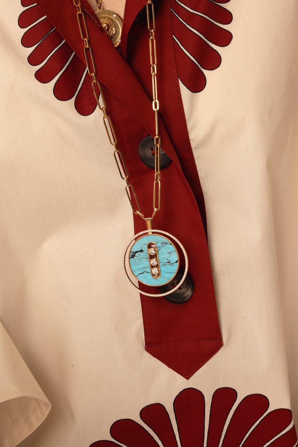 MESSIKA-Turquoise Lucky Move LM Necklace-ROSE GOLD