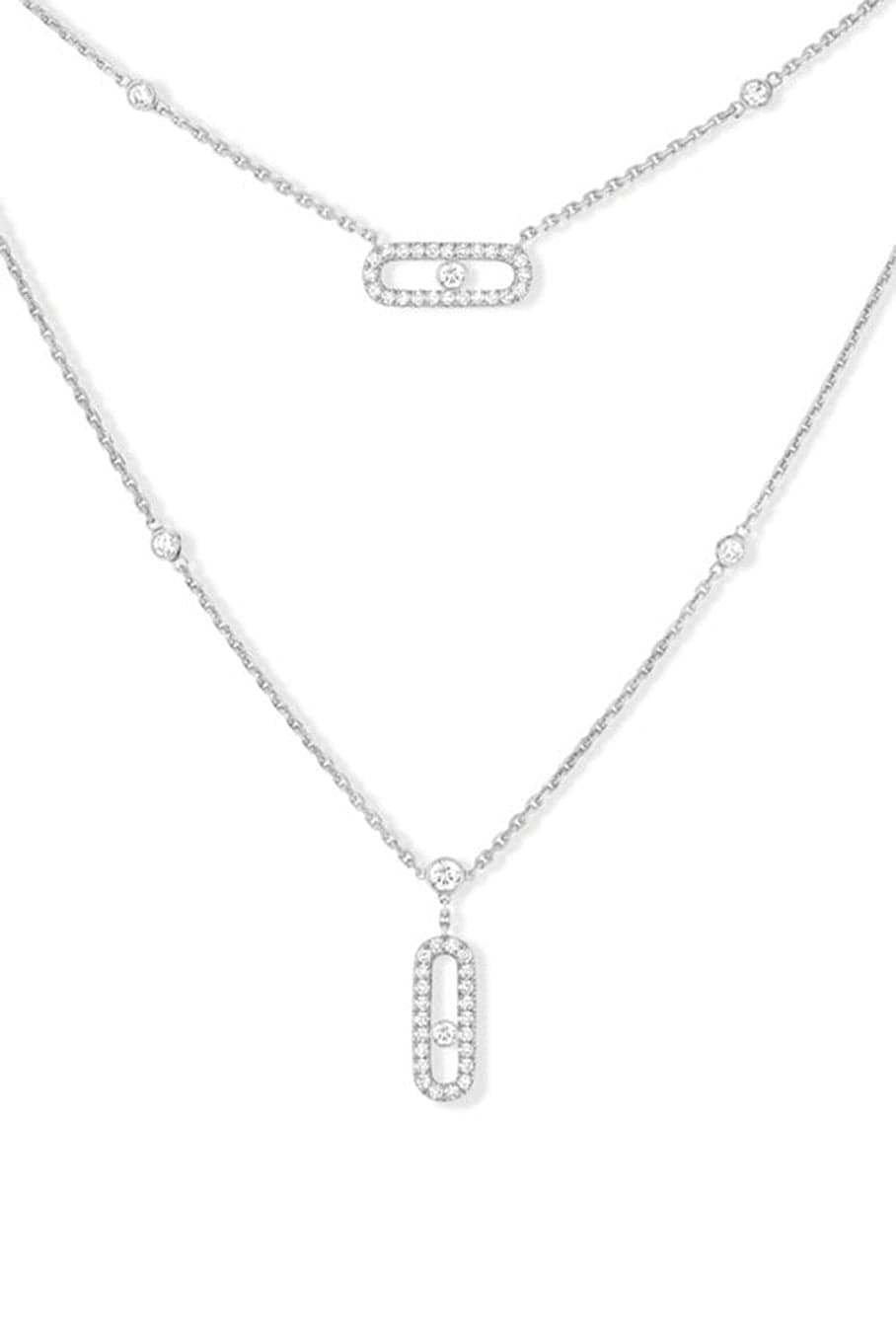 MESSIKA-Move Uno 2 Row Pave Necklace-WHITE GOLD