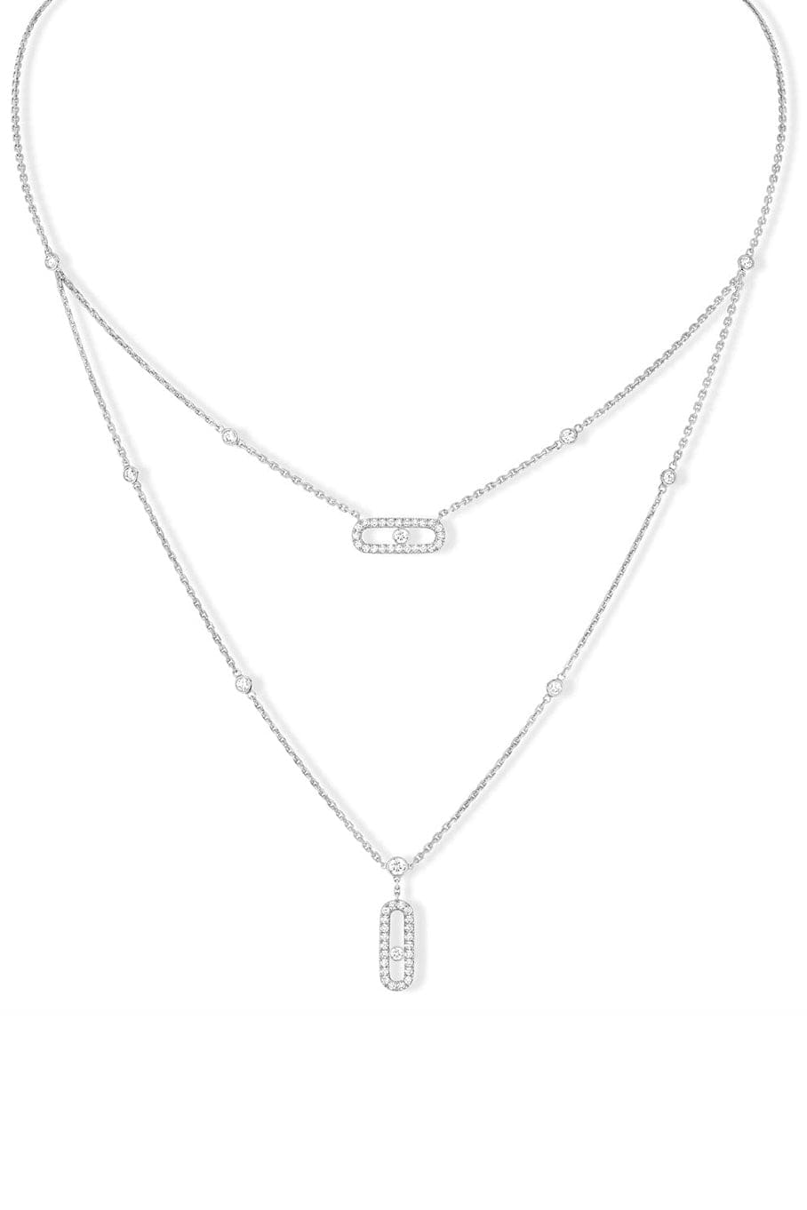 MESSIKA-Move Uno 2 Row Pave Necklace-WHITE GOLD