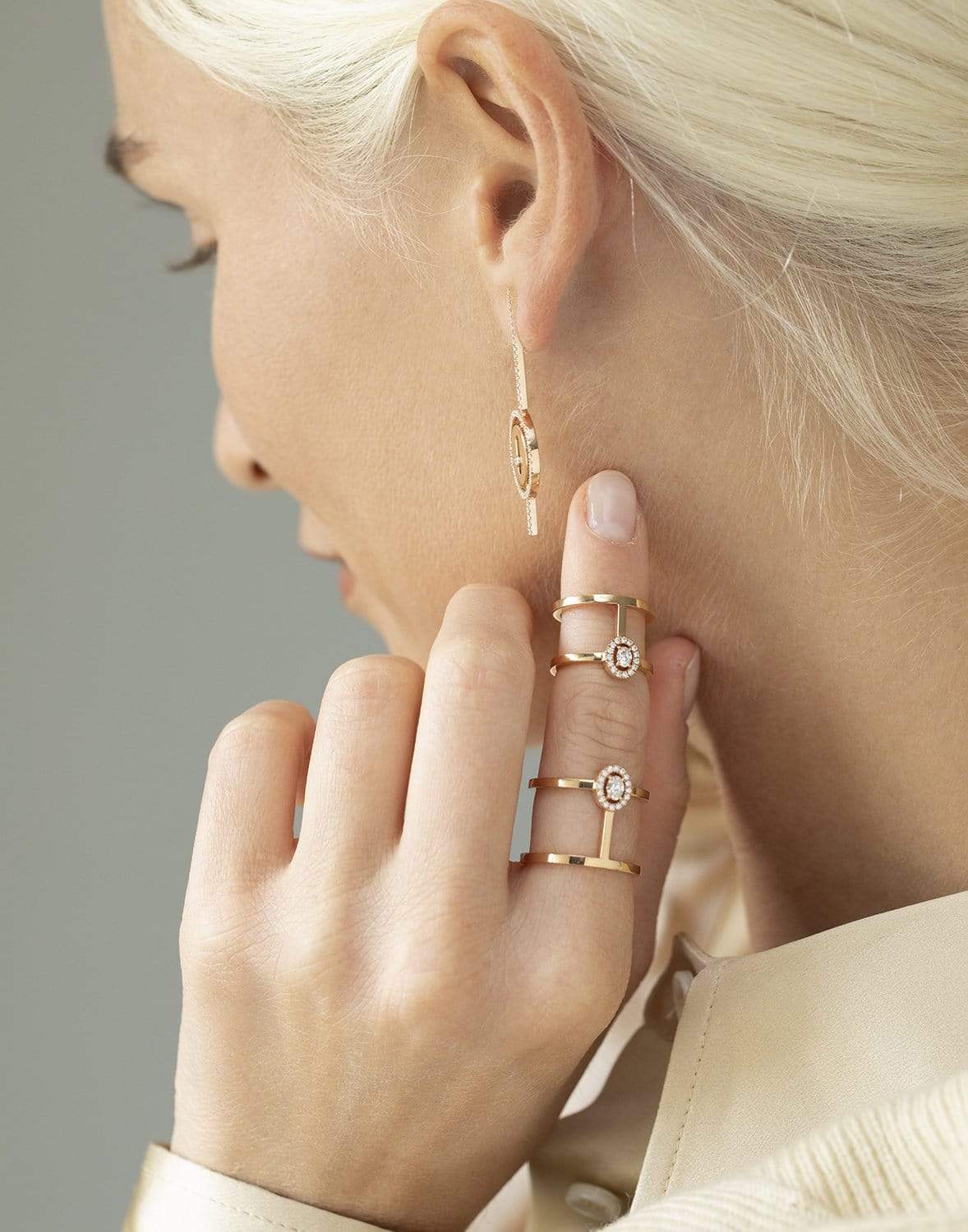 MESSIKA-Glam'Azone Double Diamond Ring-ROSE GOLD